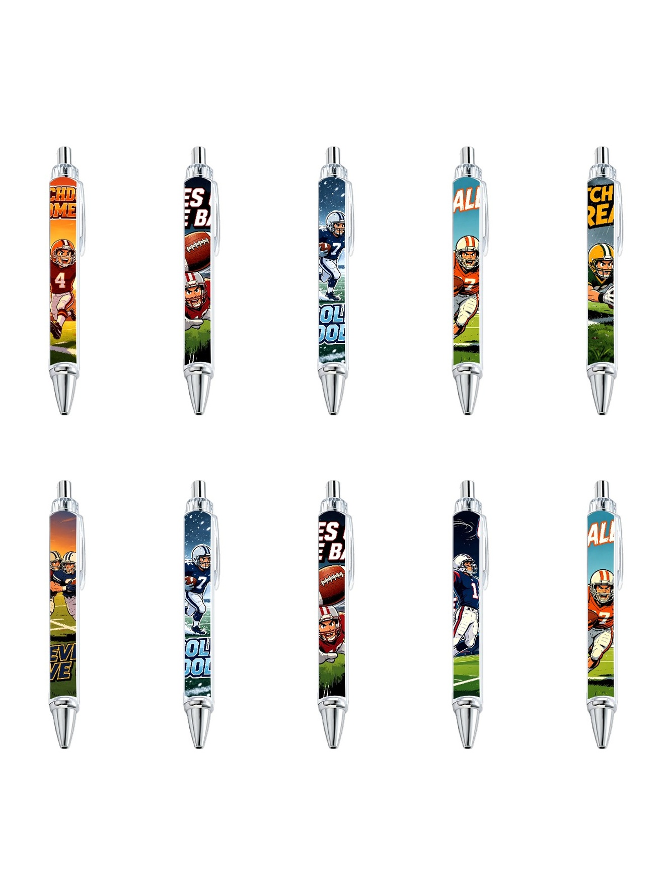Dynamic Football Player Gel Pens - 10-Pack