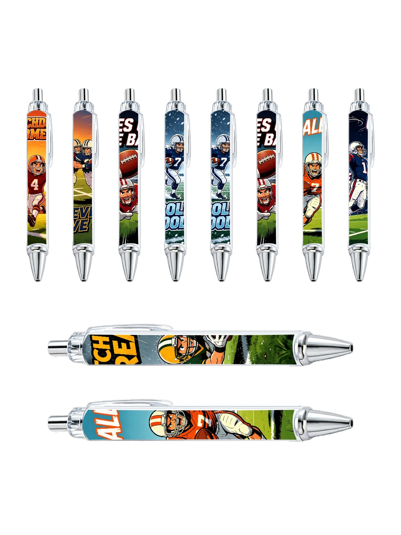 Dynamic Football Player Gel Pens - 10-Pack