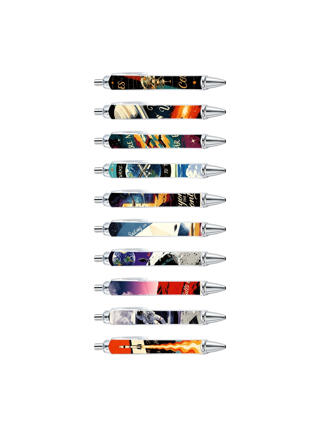 Cosmic Voyage Space-Themed Ballpoint Pens - 10-Pack