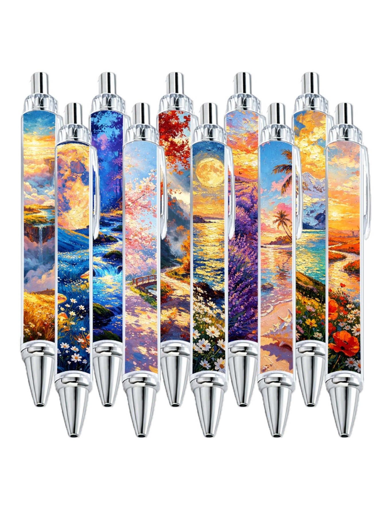 Dreamy Landscape Art Ballpoint Pens - 10-Pack