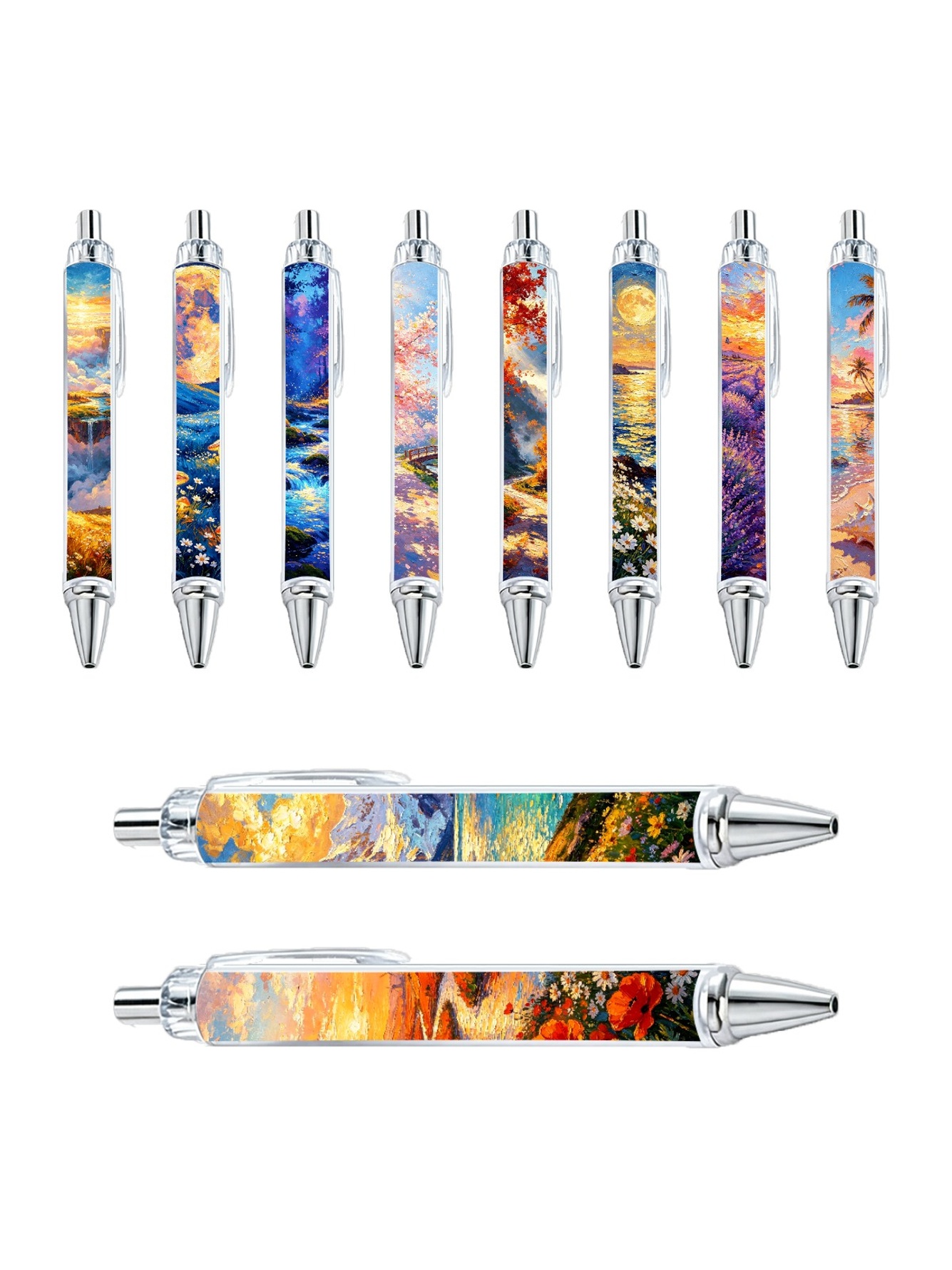 Dreamy Landscape Art Ballpoint Pens - 10-Pack