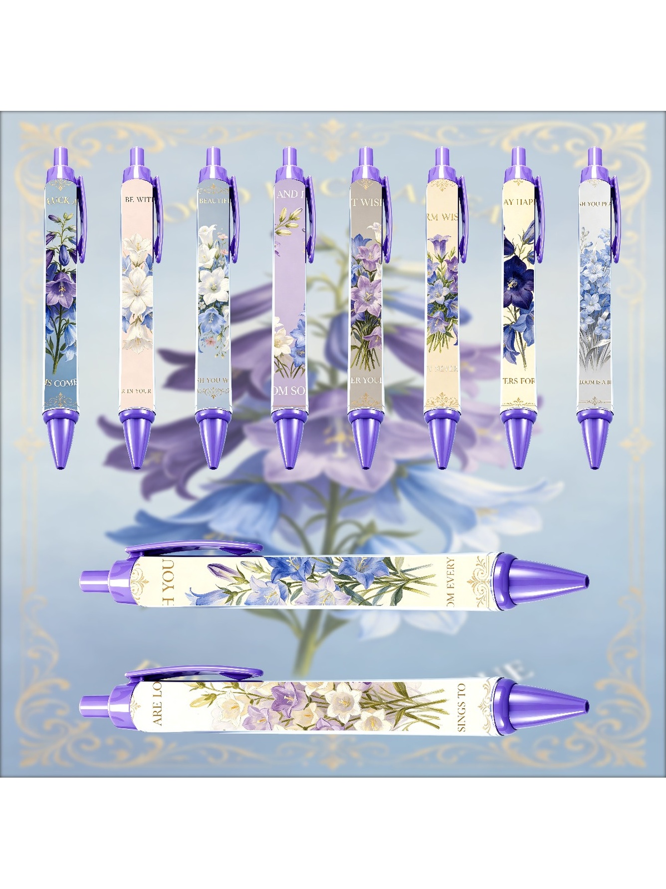 Floral Blessing Retractable Pens - 10-Pack