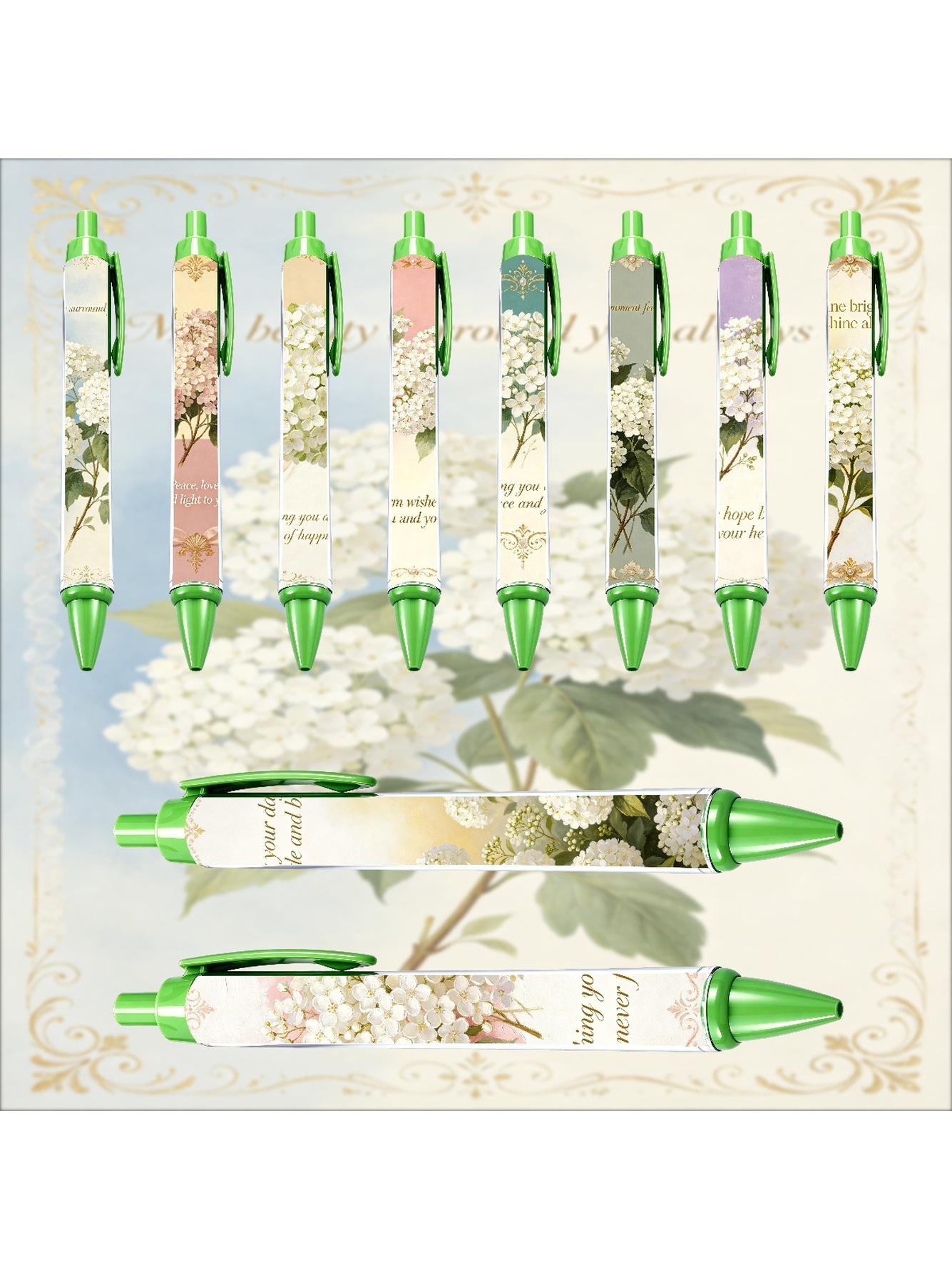 Lotus Leaf Pen, Green Whispers Of Nature - 10-Pack