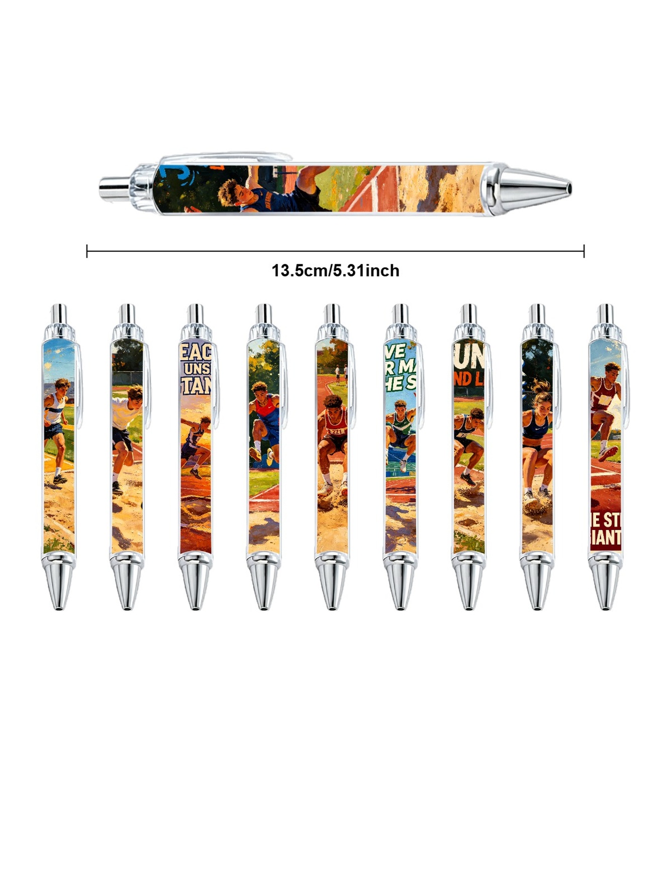 Track And Field Athletic Design Ballpoint Pens - 10-Pack