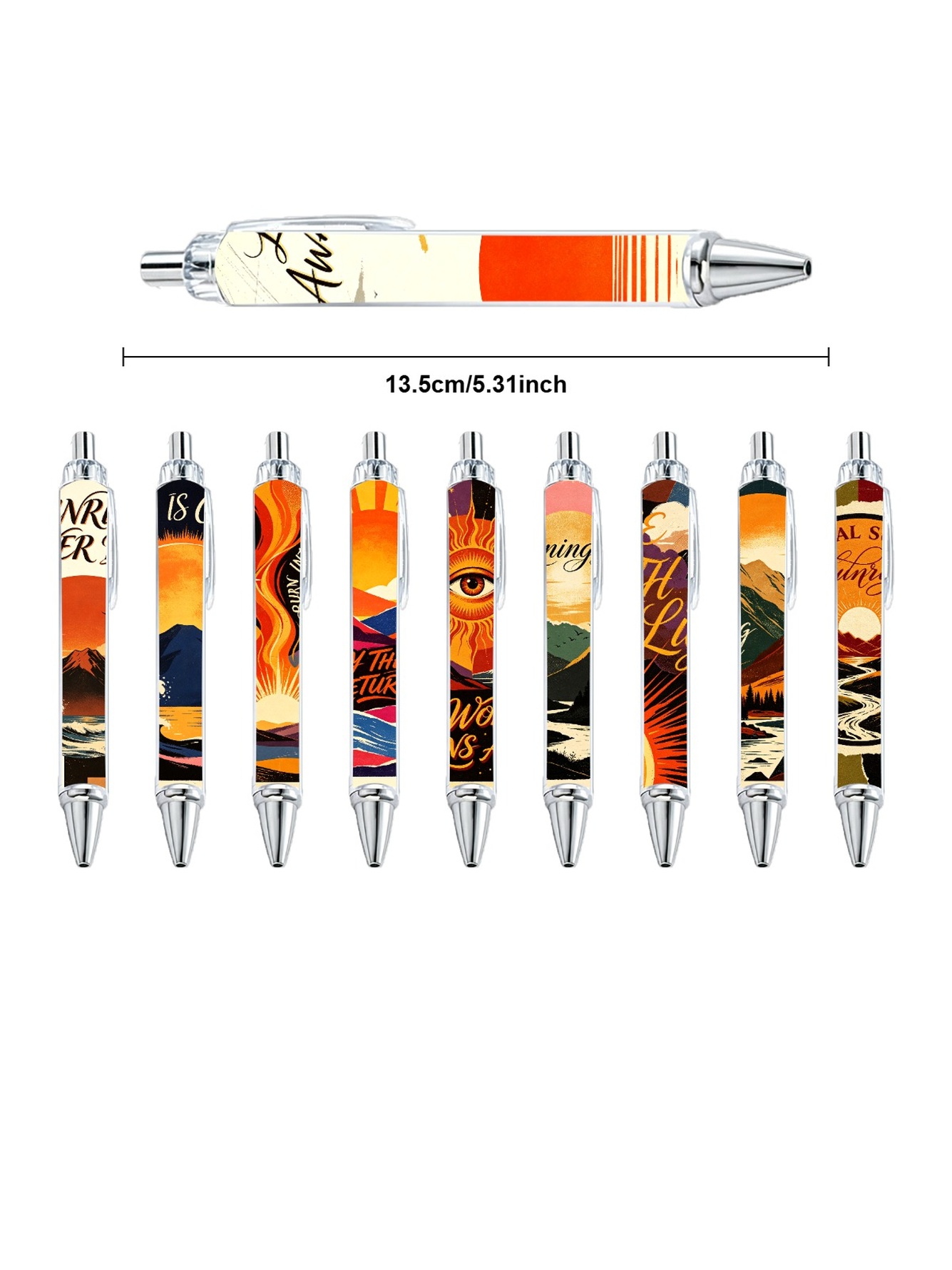 Sunset Mountain Ballpoint Pens, Eye Of Sun Art - 10-Pack
