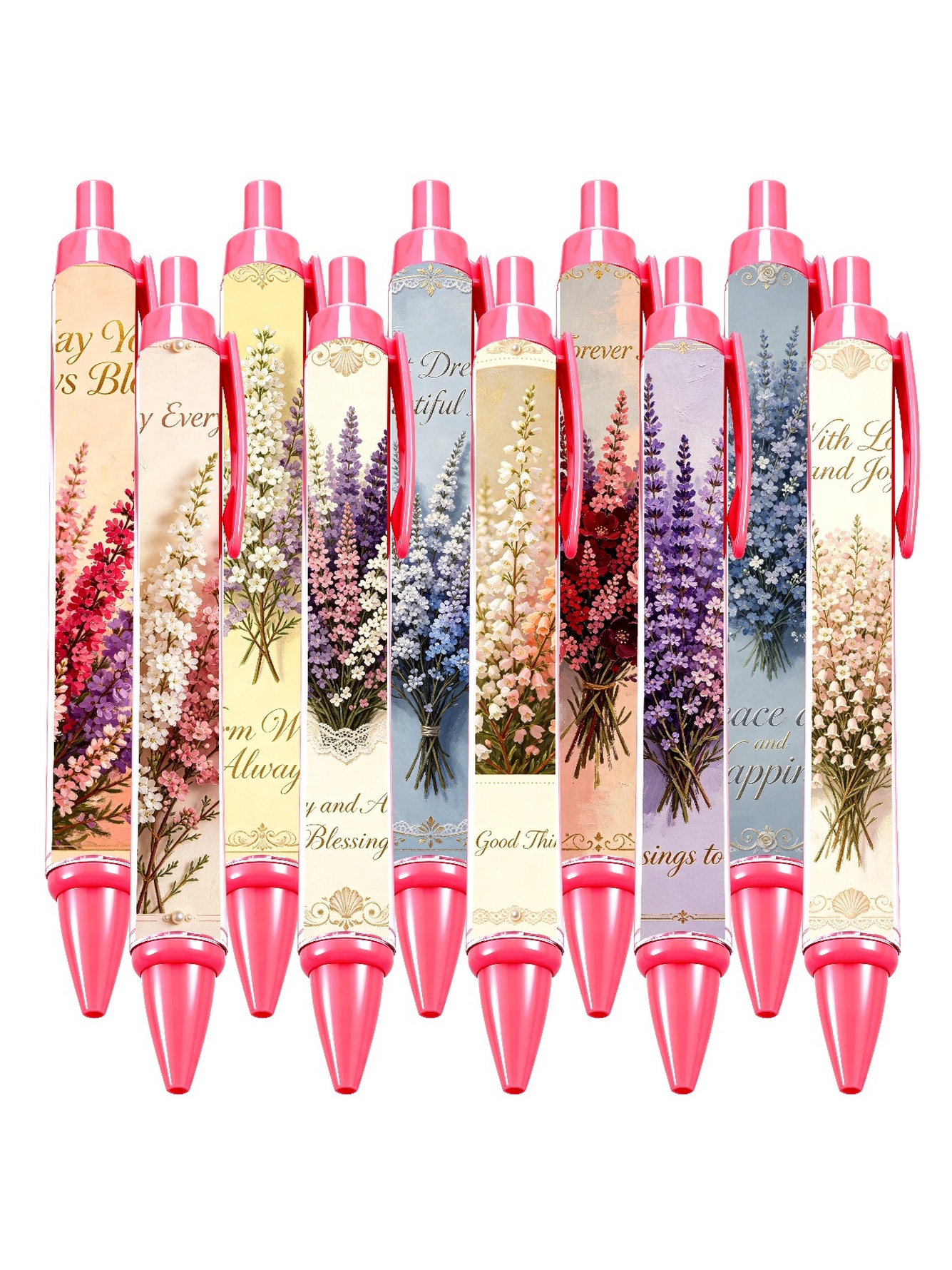 Floral Retractable Pens - 10-Pack