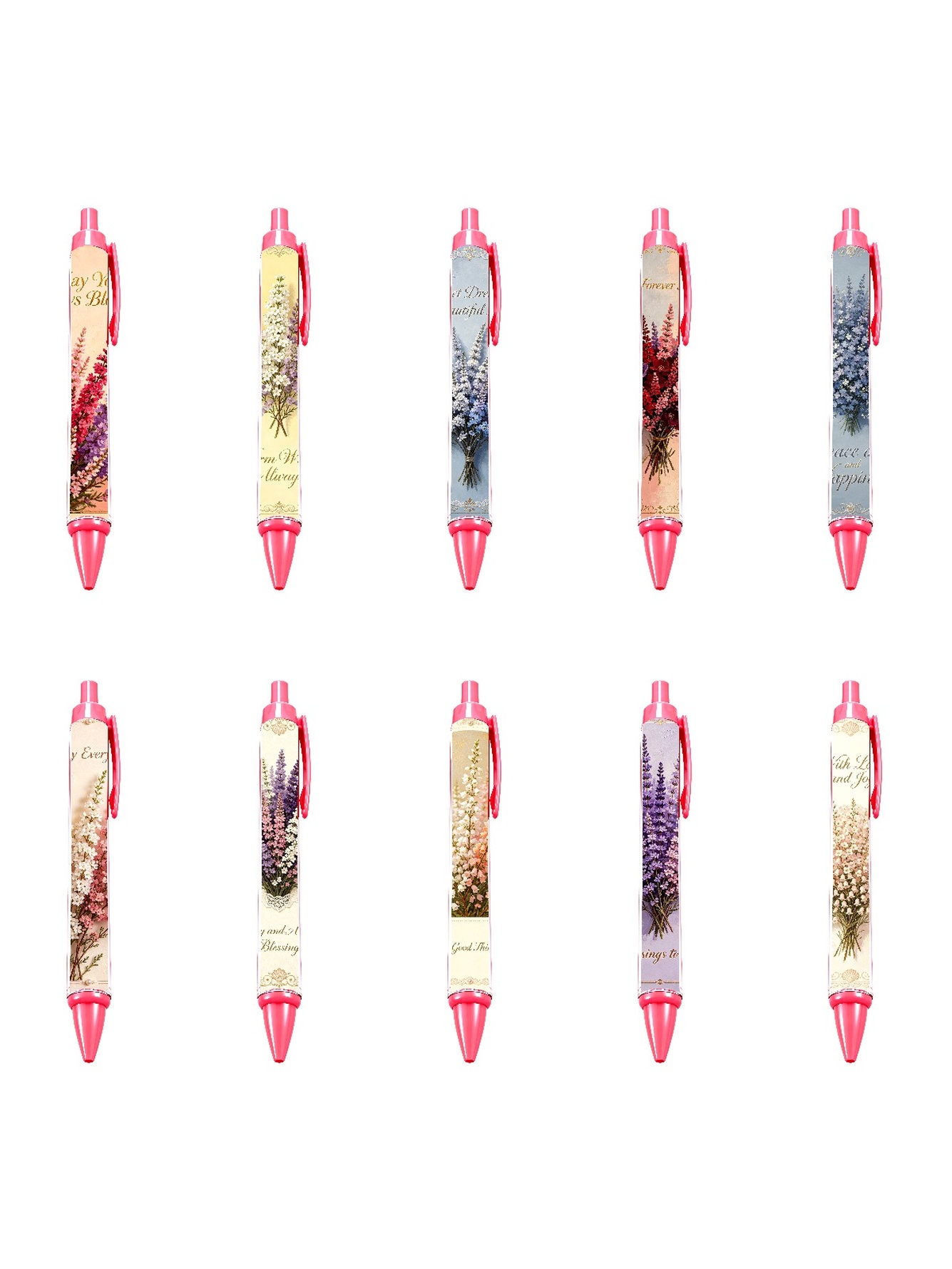 Floral Retractable Pens - 10-Pack