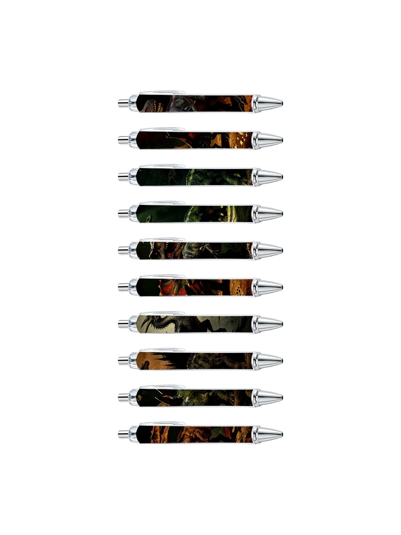 Dinosaur Pens, T-Rex Triceratops Pattern - 10-Pack