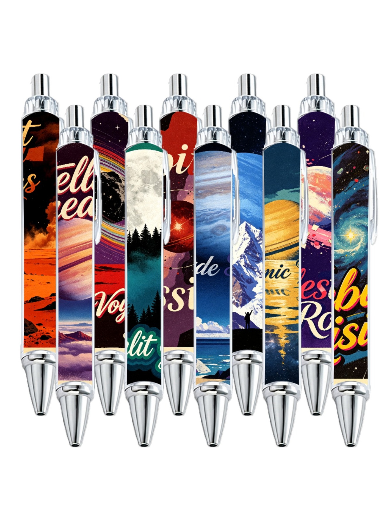 Planet Landscape Ballpoint Pens, Cosmic Moonlight - 10-Pack