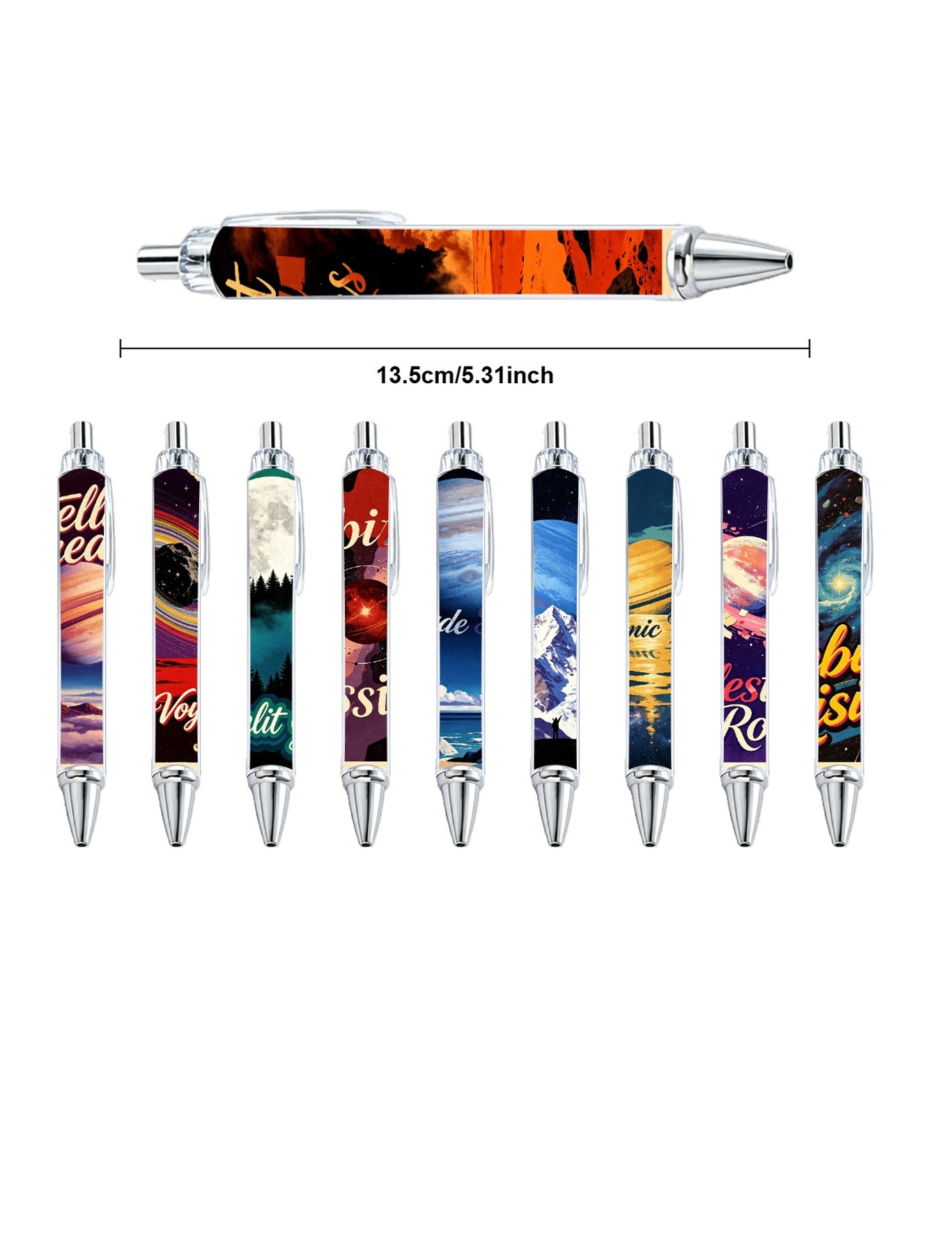 Planet Landscape Ballpoint Pens, Cosmic Moonlight - 10-Pack