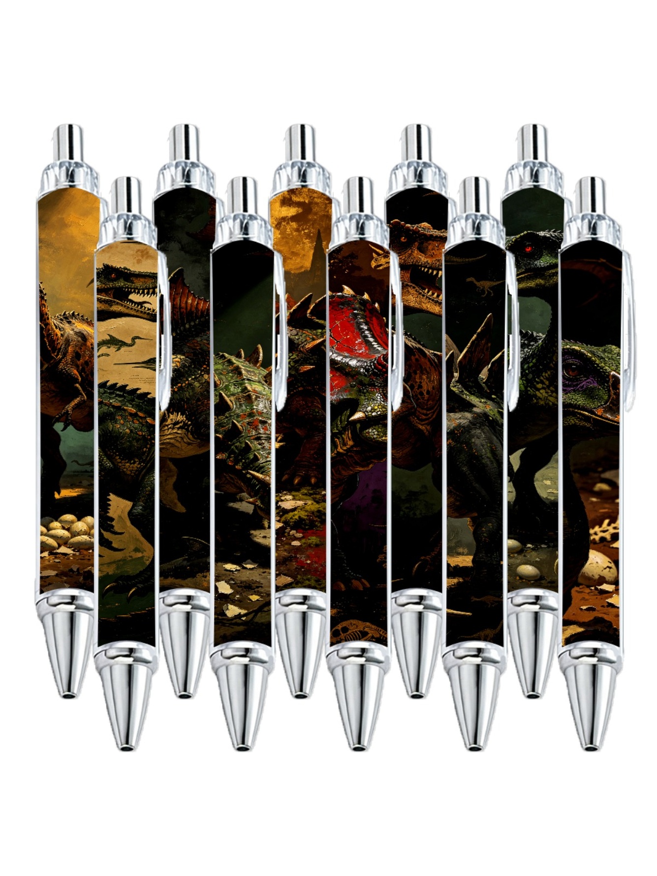 Jurassic Dino Pens, Raptor T-Rex Desert - 10-Pack