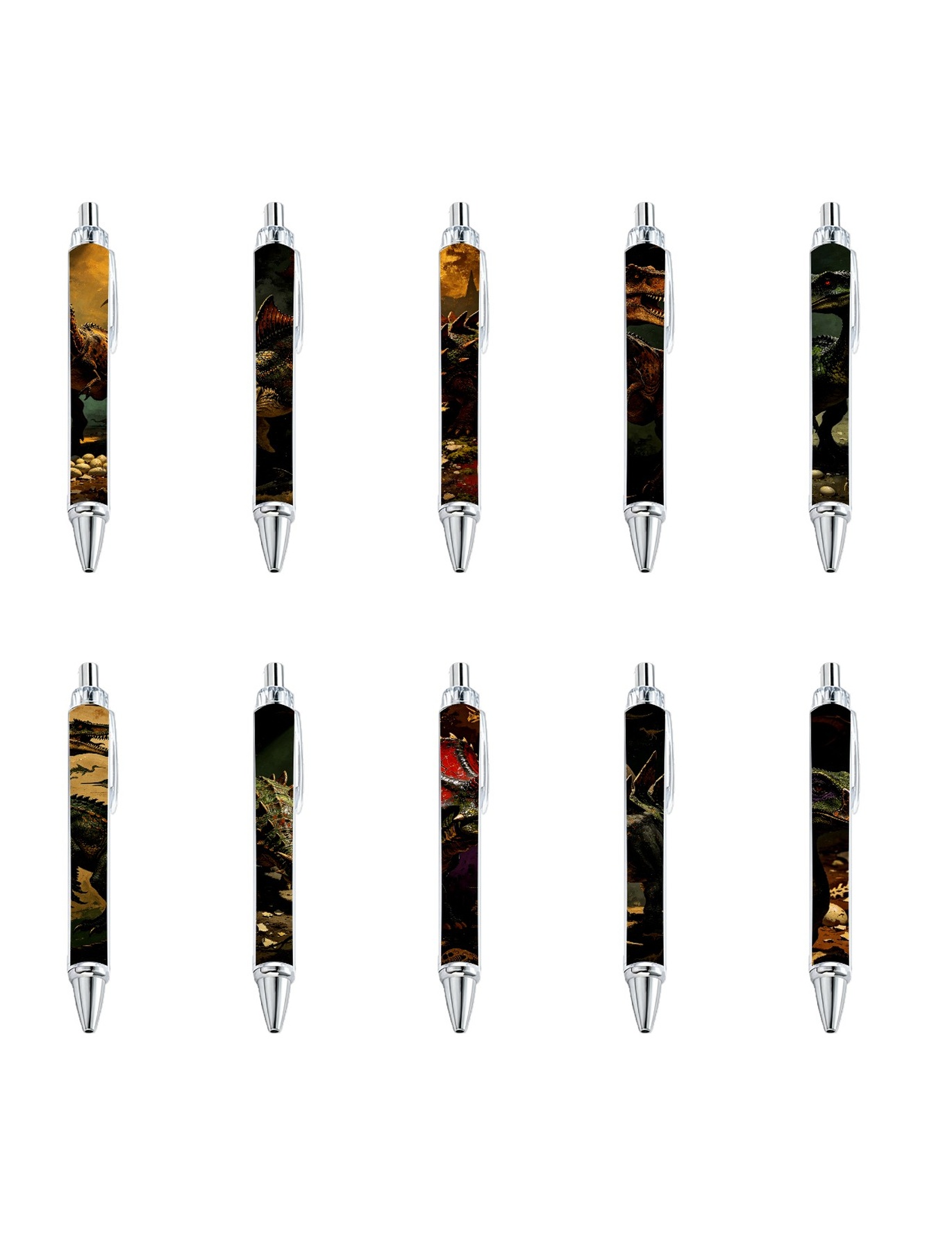 Jurassic Dino Pens, Raptor T-Rex Desert - 10-Pack