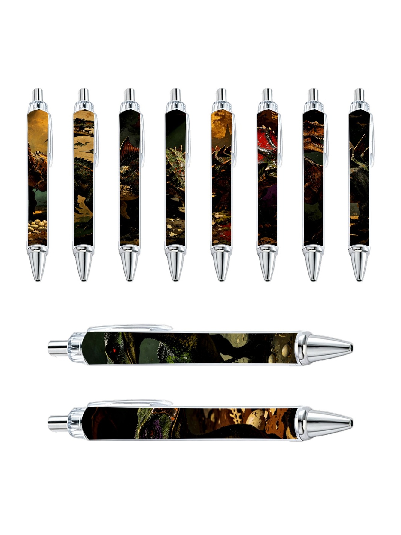 Jurassic Dino Pens, Raptor T-Rex Desert - 10-Pack