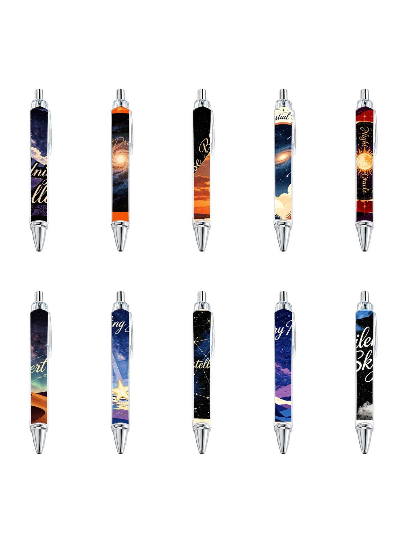 Starry Galaxy Ballpoint Pens, Constellation Night - 10-Pack