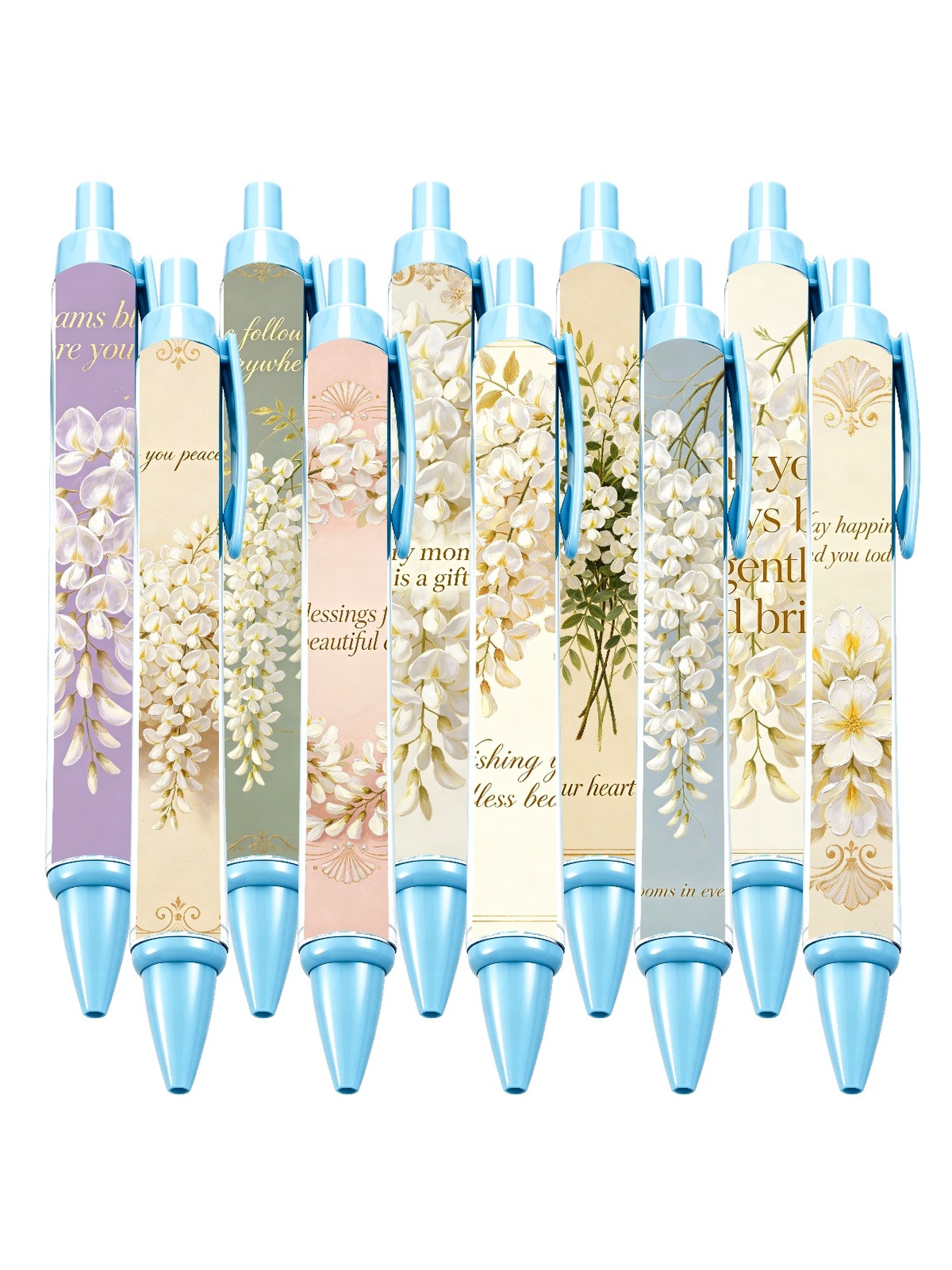 Lily Retractable Pen, Cyan Dream Garden - 10-Pack