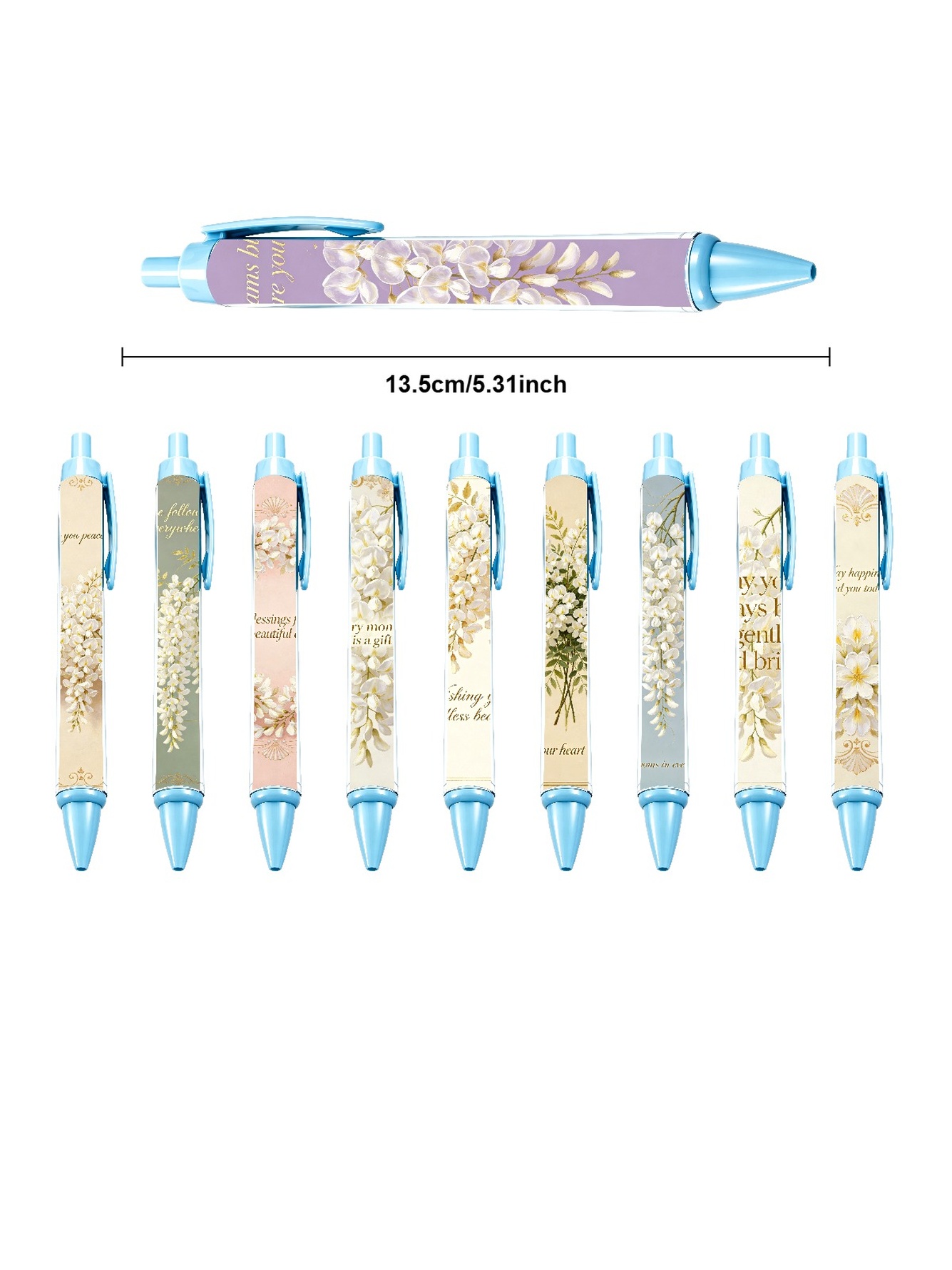 Lily Retractable Pen, Cyan Dream Garden - 10-Pack