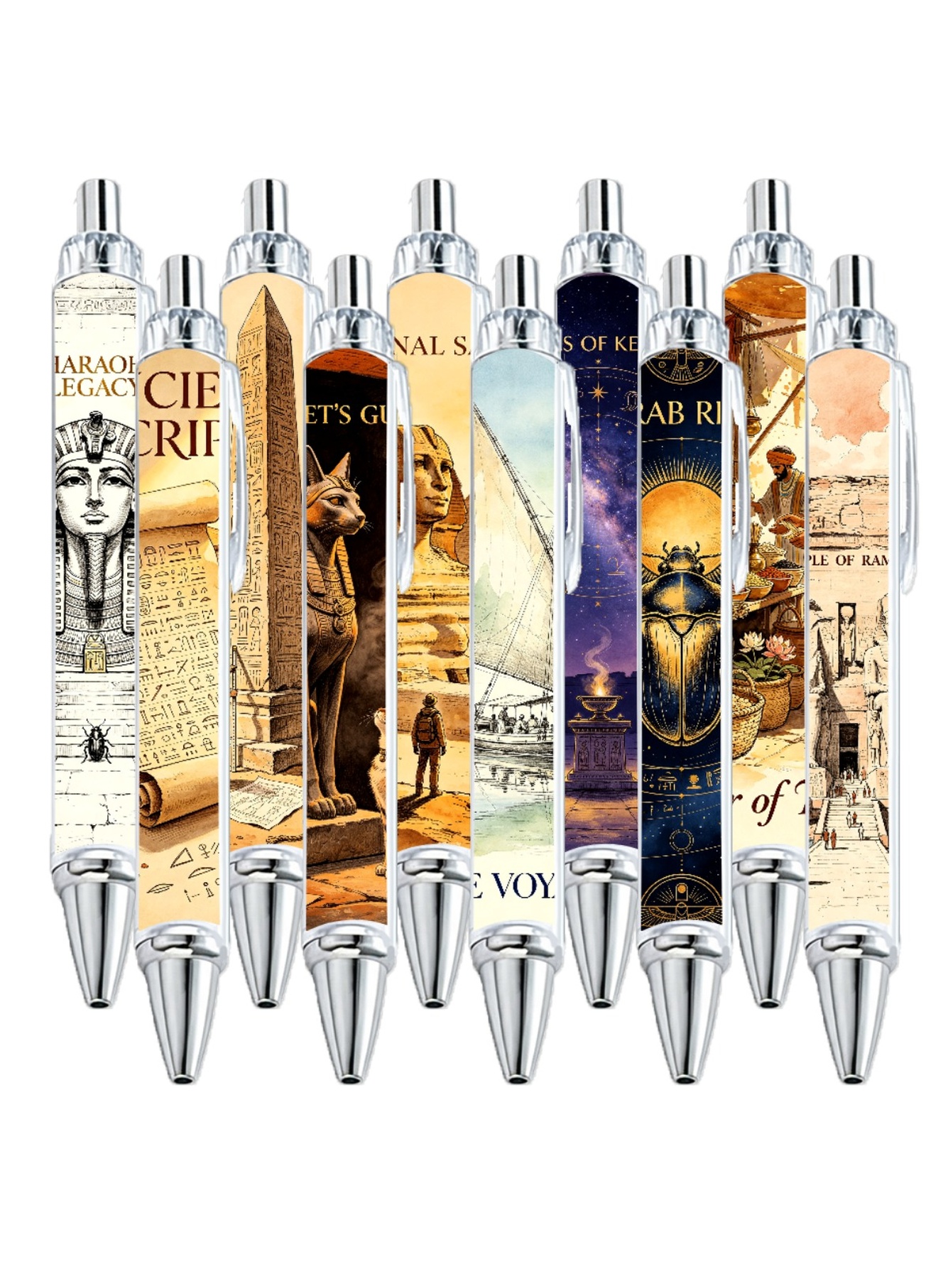 Ancient Egyptian Art Gel Pens, For Smooth Writing - 10-Pack