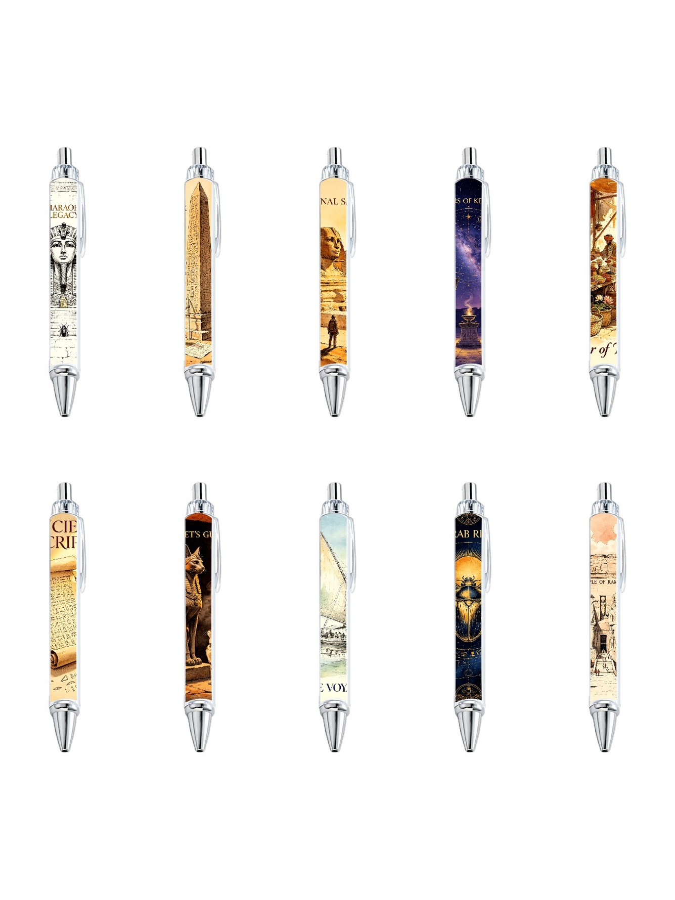 Ancient Egyptian Art Gel Pens, For Smooth Writing - 10-Pack