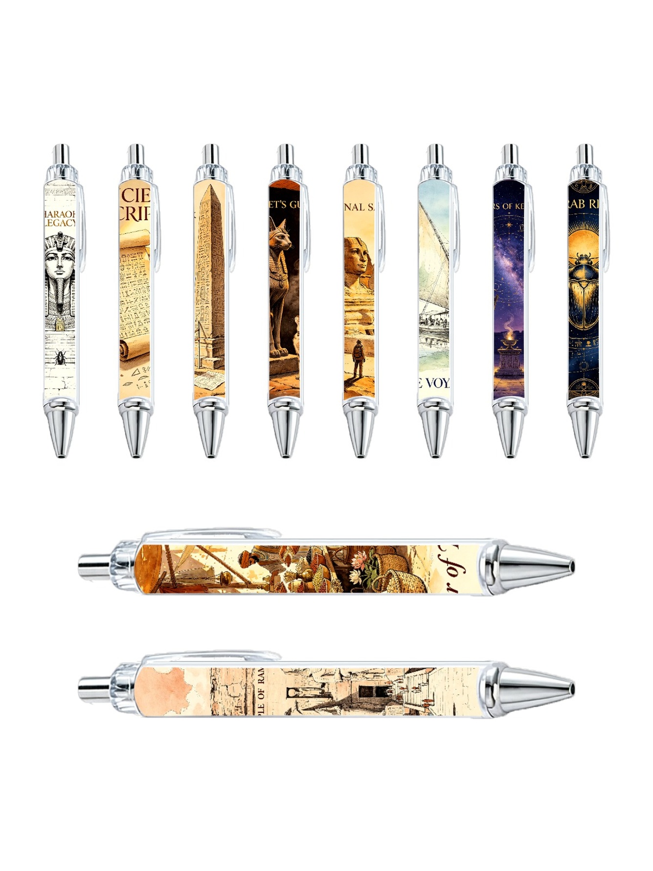 Ancient Egyptian Art Gel Pens, For Smooth Writing - 10-Pack