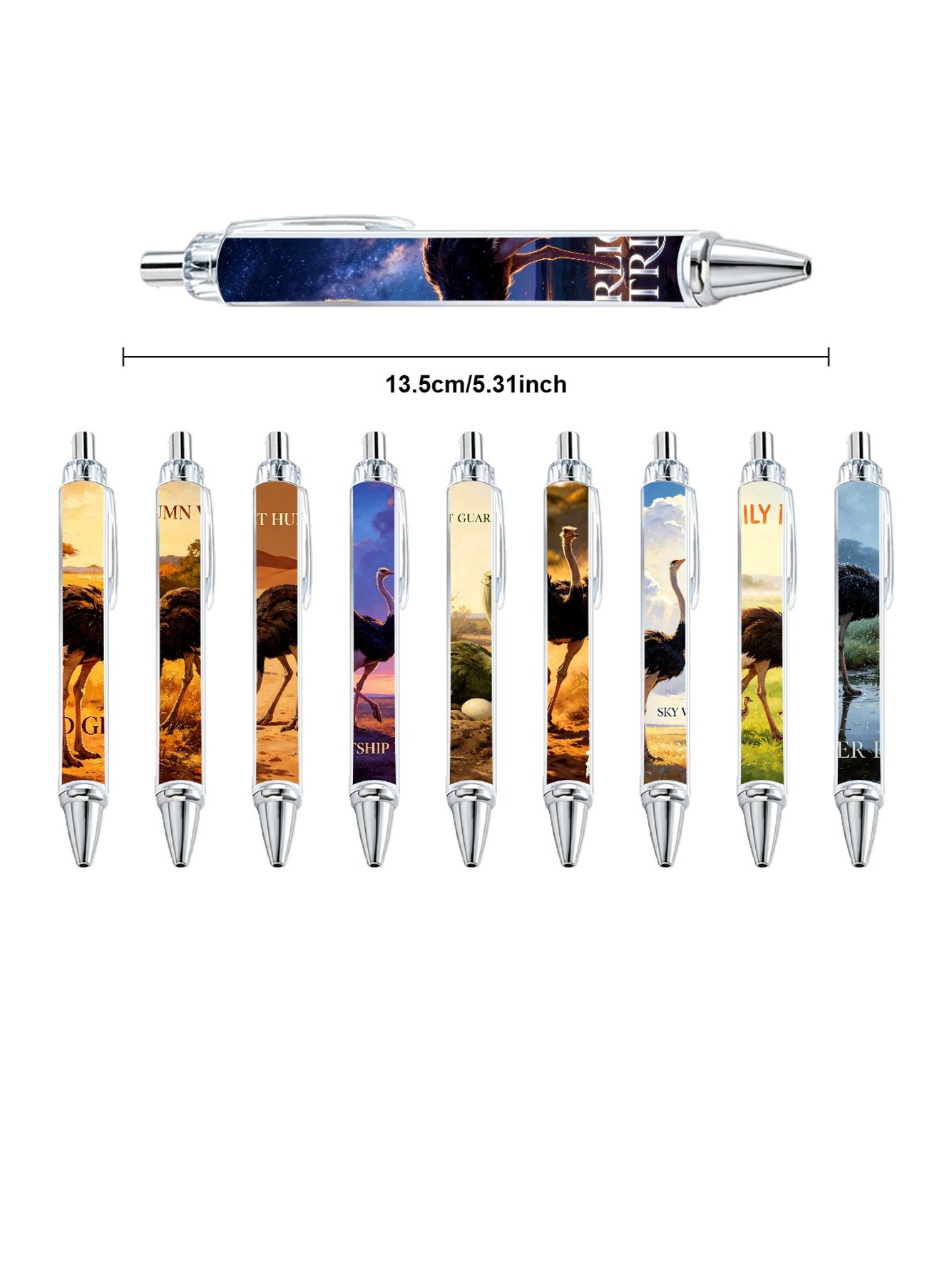 Ostrich-Themed Gel Pens - 10-Pack