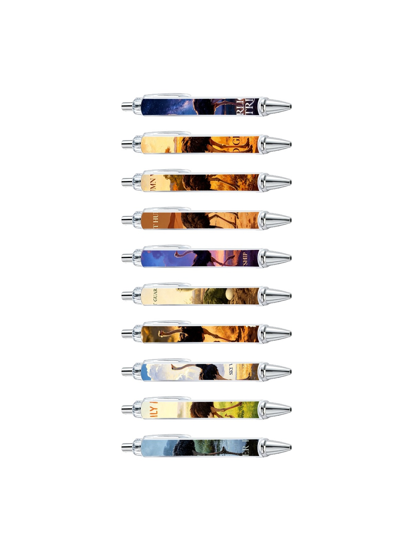 Ostrich-Themed Gel Pens - 10-Pack