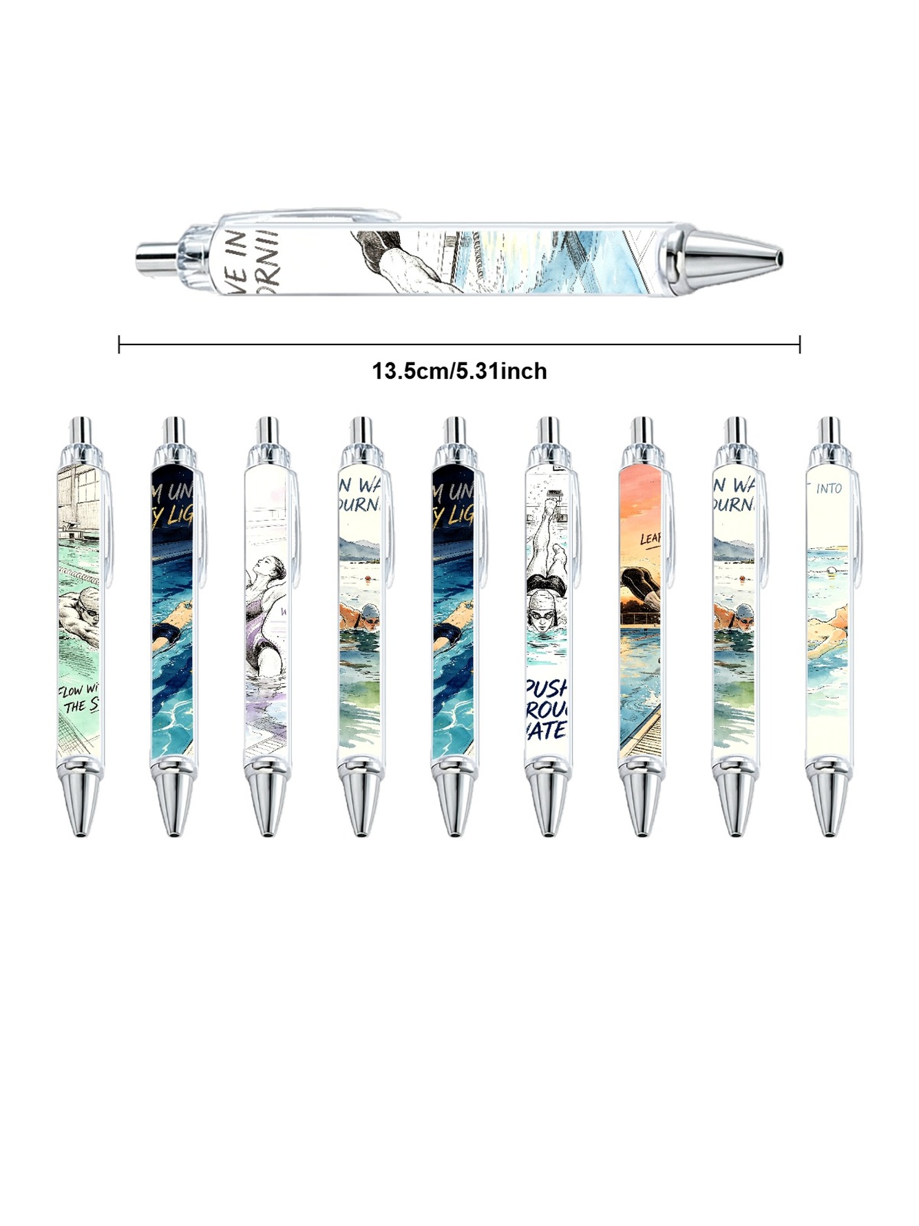 Swimming Sports Theme Gel Pens - 10-Pack