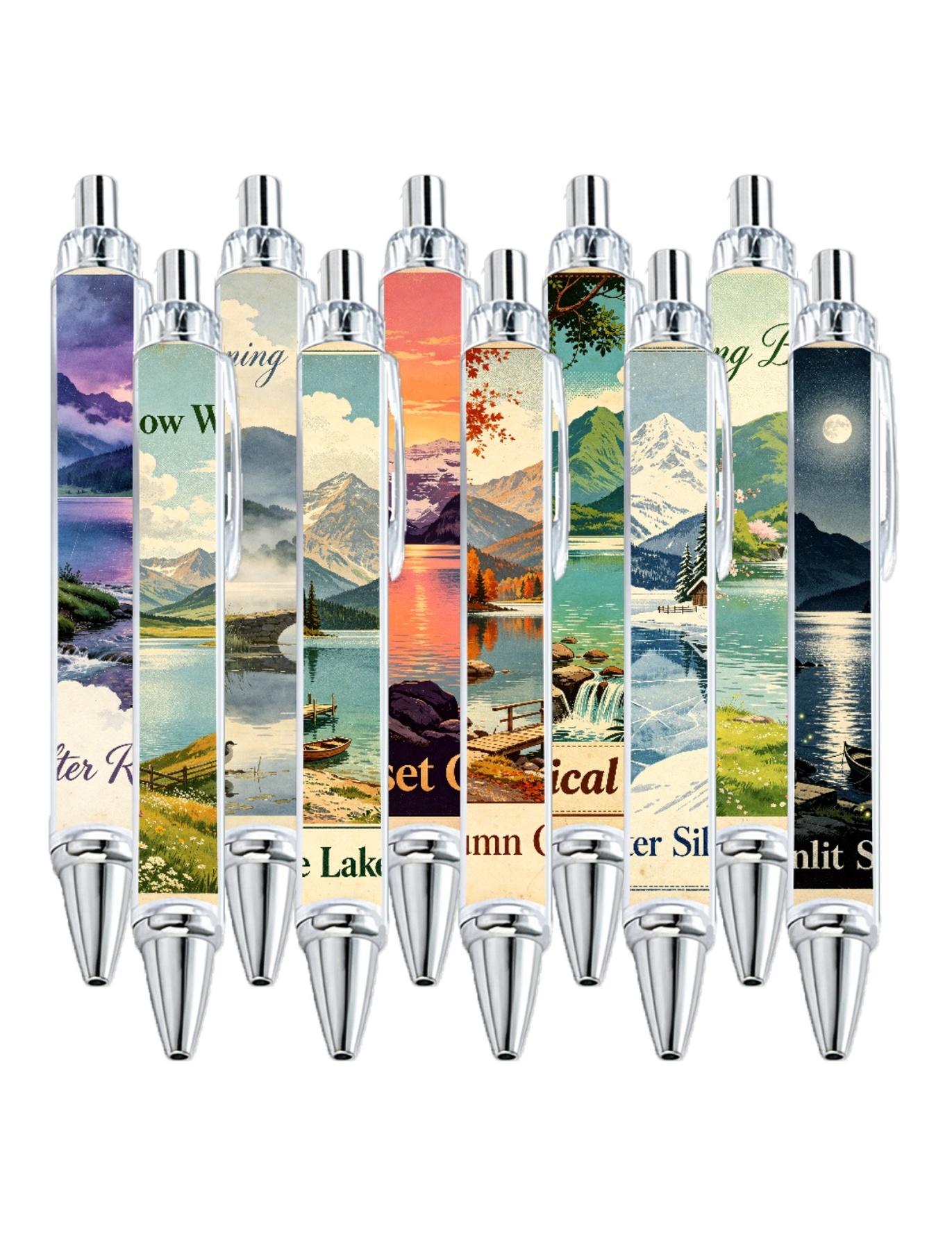 Scenic Mountain Landscape Gel Pen - 10-Pack