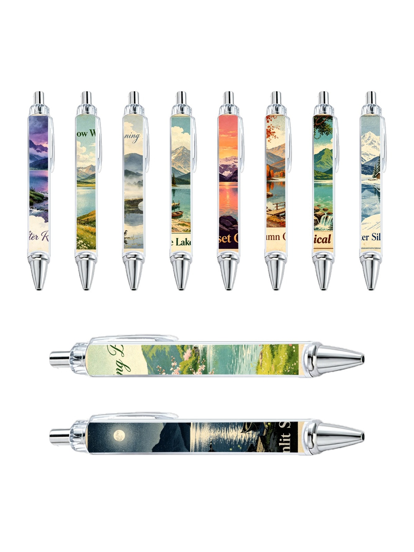 Scenic Mountain Landscape Gel Pen - 10-Pack