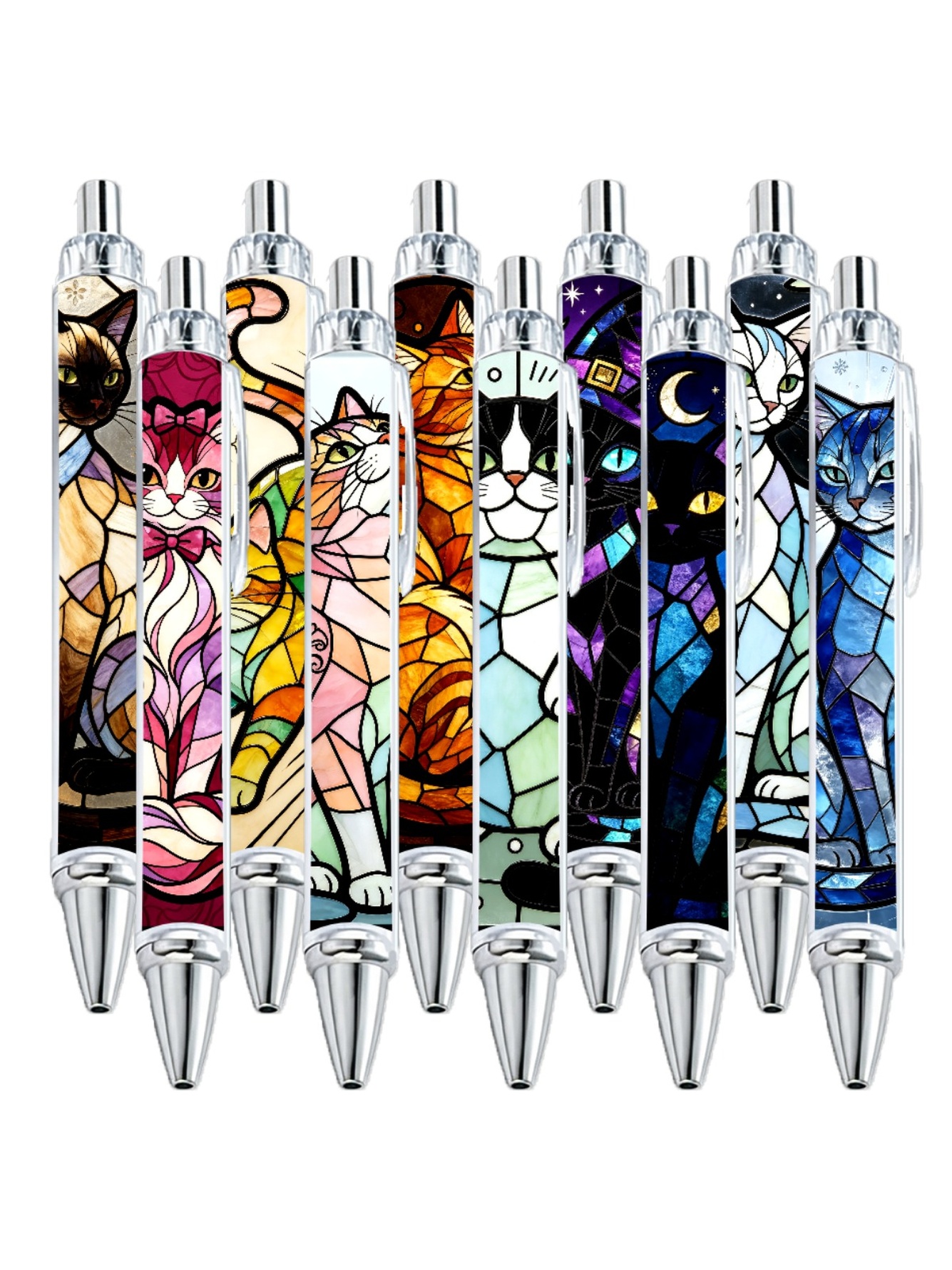 Stained Glass Cat Ballpoint Pens