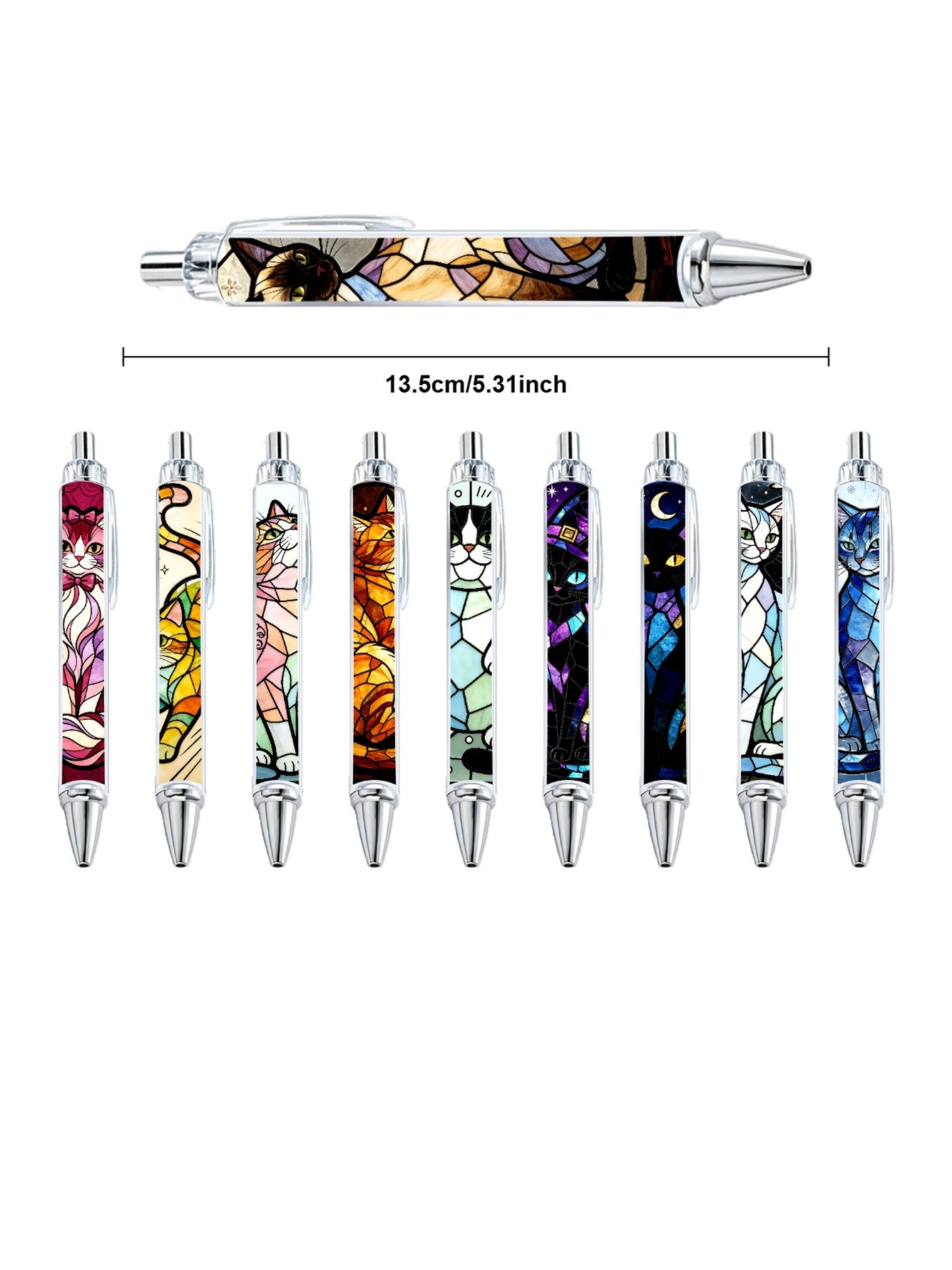 Stained Glass Cat Ballpoint Pens