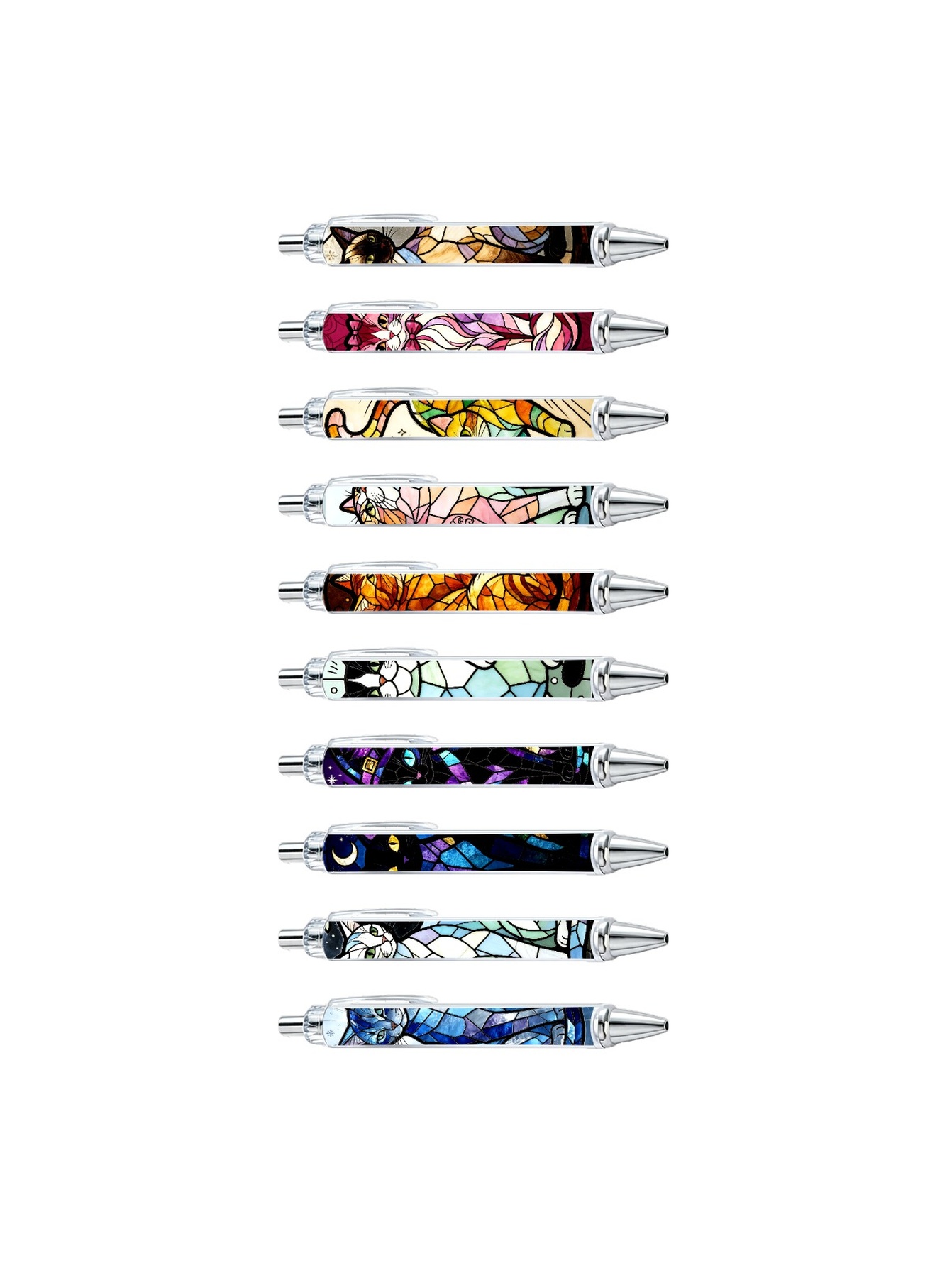 Stained Glass Cat Ballpoint Pens