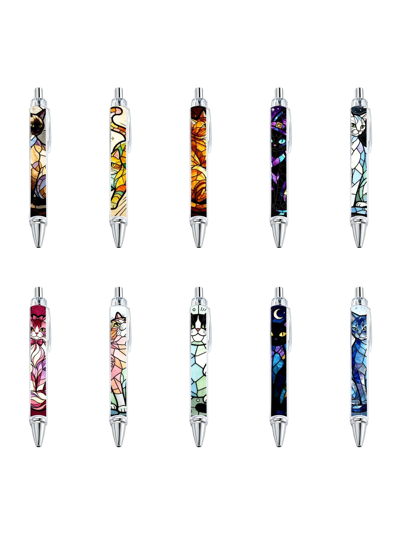 Stained Glass Cat Ballpoint Pens
