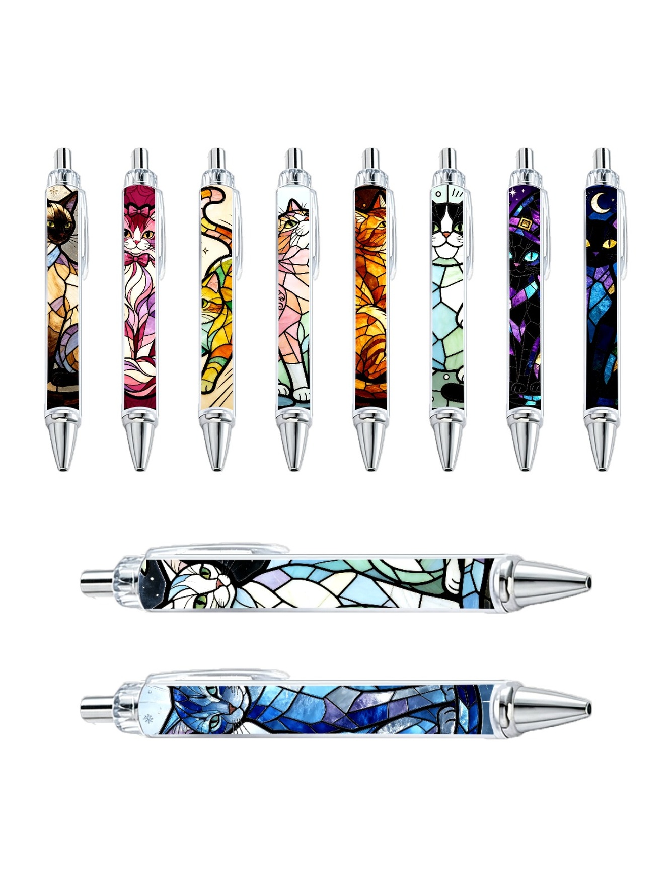 Stained Glass Cat Ballpoint Pens