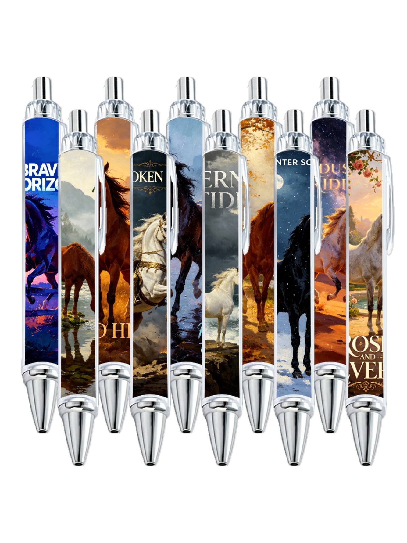 Horse Gel Pens, Galloping Horse, Black Ink - 10-Pack