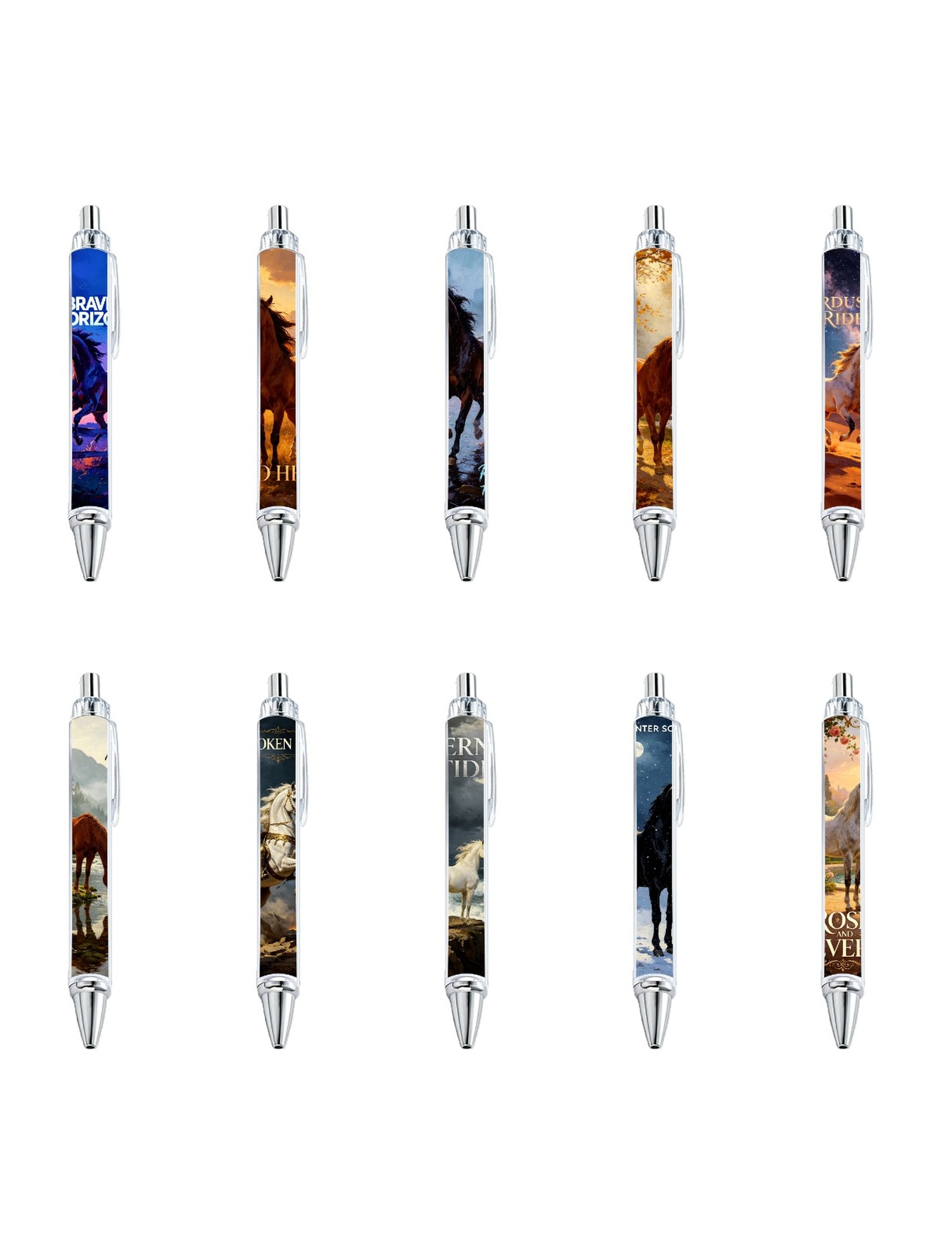 Horse Gel Pens, Galloping Horse, Black Ink - 10-Pack