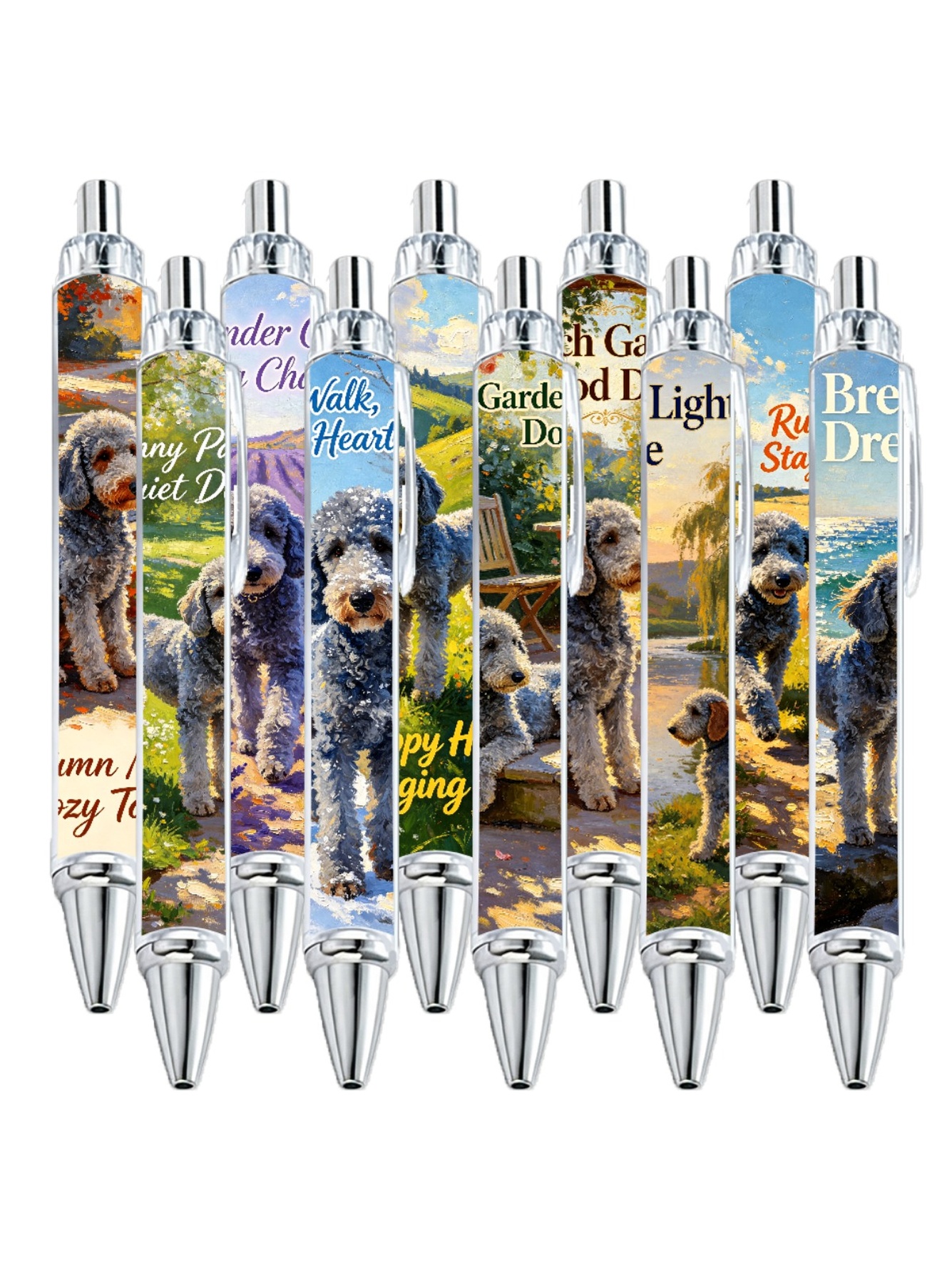 Poodle Ballpoint Pens, Outdoor Dog Print - 10-Pack