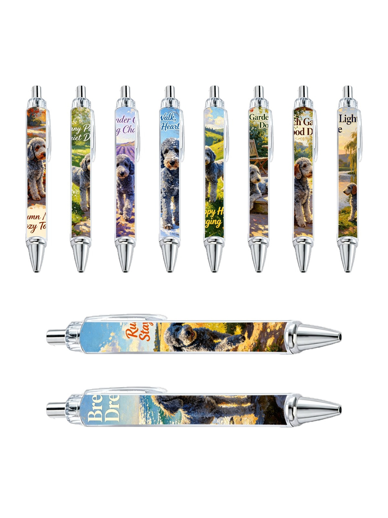 Poodle Ballpoint Pens, Outdoor Dog Print - 10-Pack