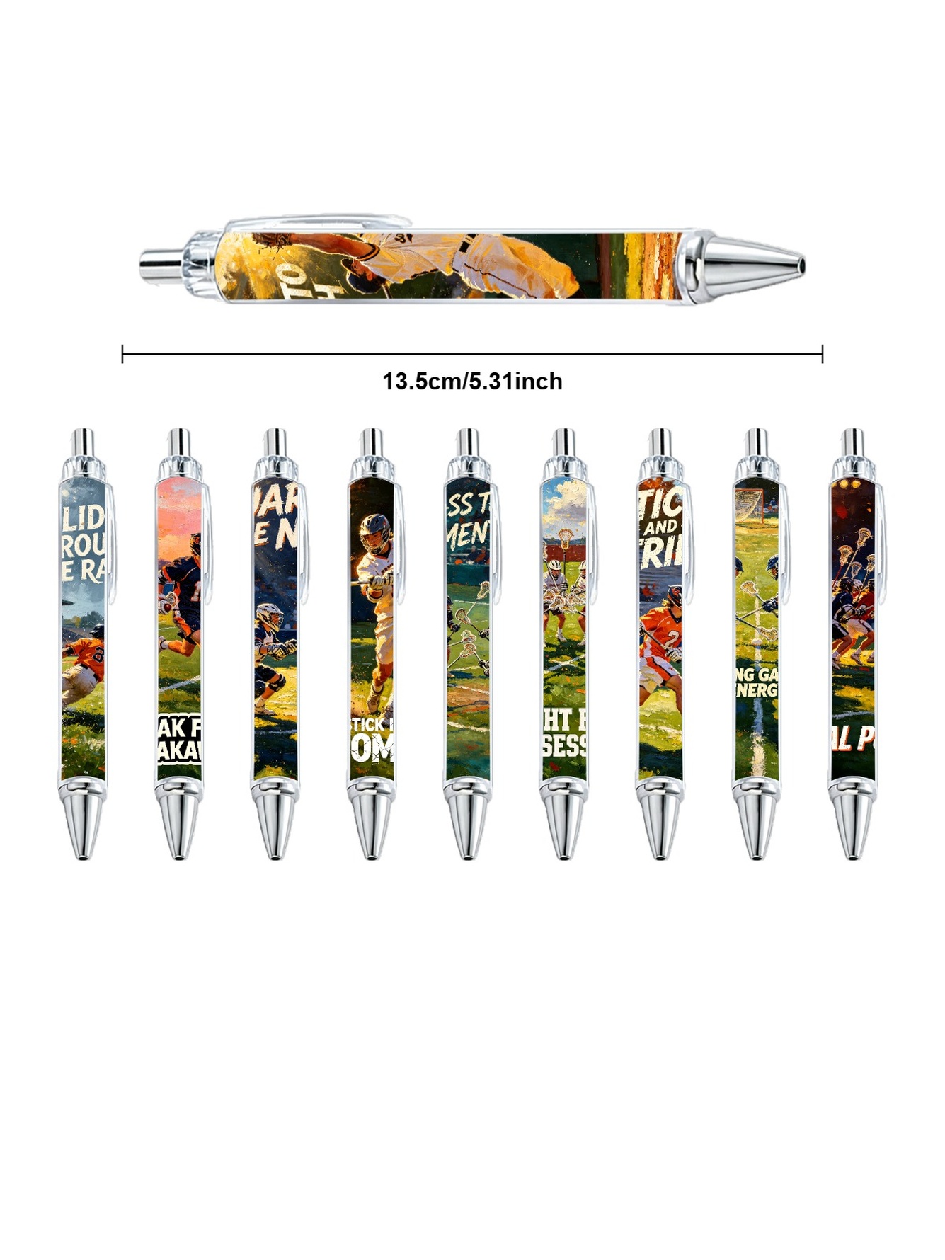 Dynamic Lacrosse Player Art Ballpoint Pens - 10-Pack