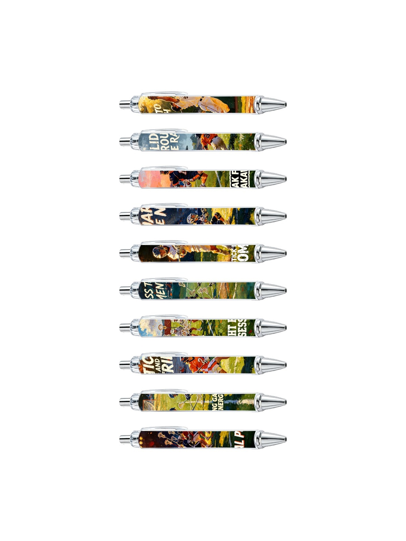 Dynamic Lacrosse Player Art Ballpoint Pens - 10-Pack