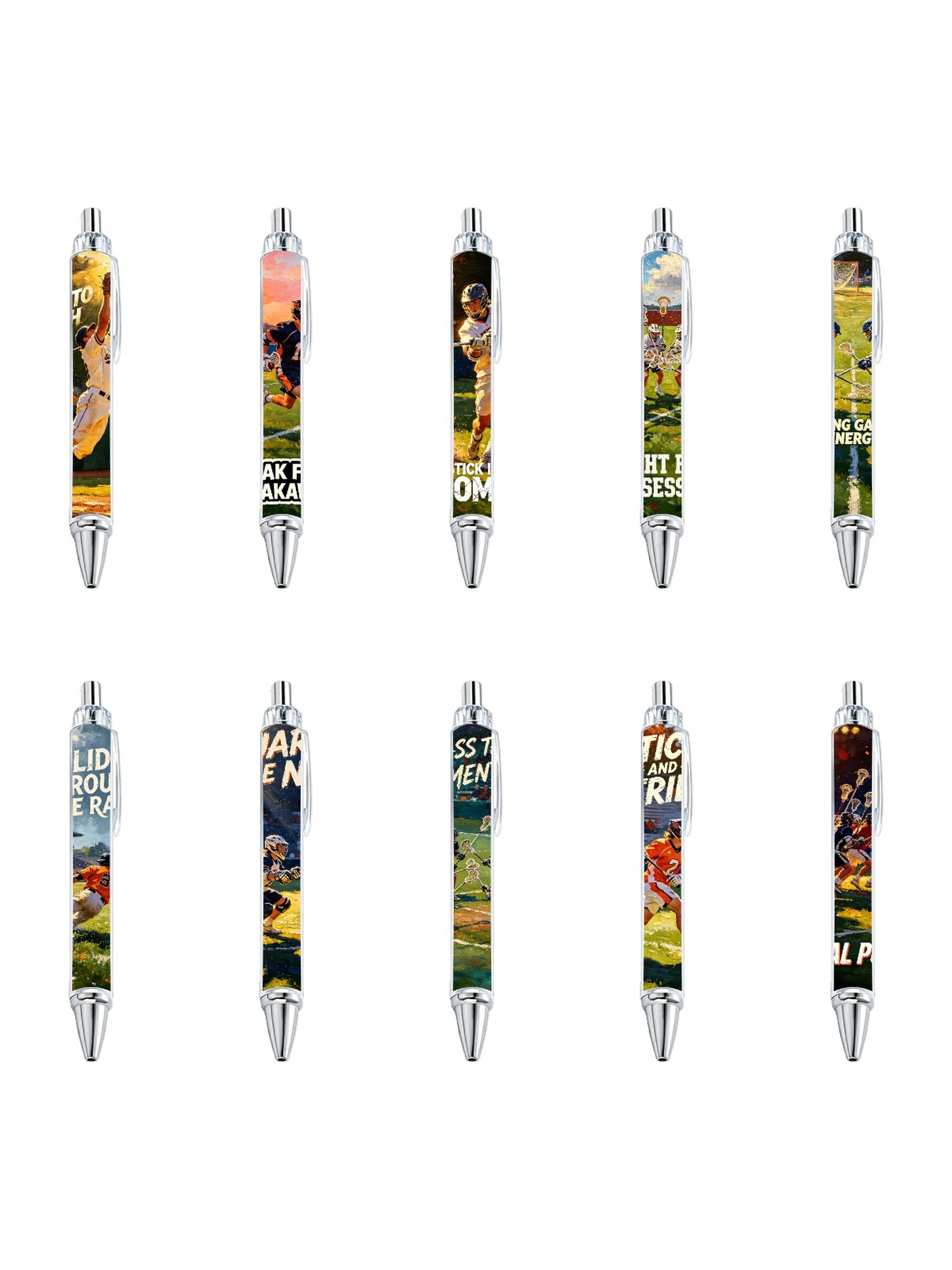 Dynamic Lacrosse Player Art Ballpoint Pens - 10-Pack