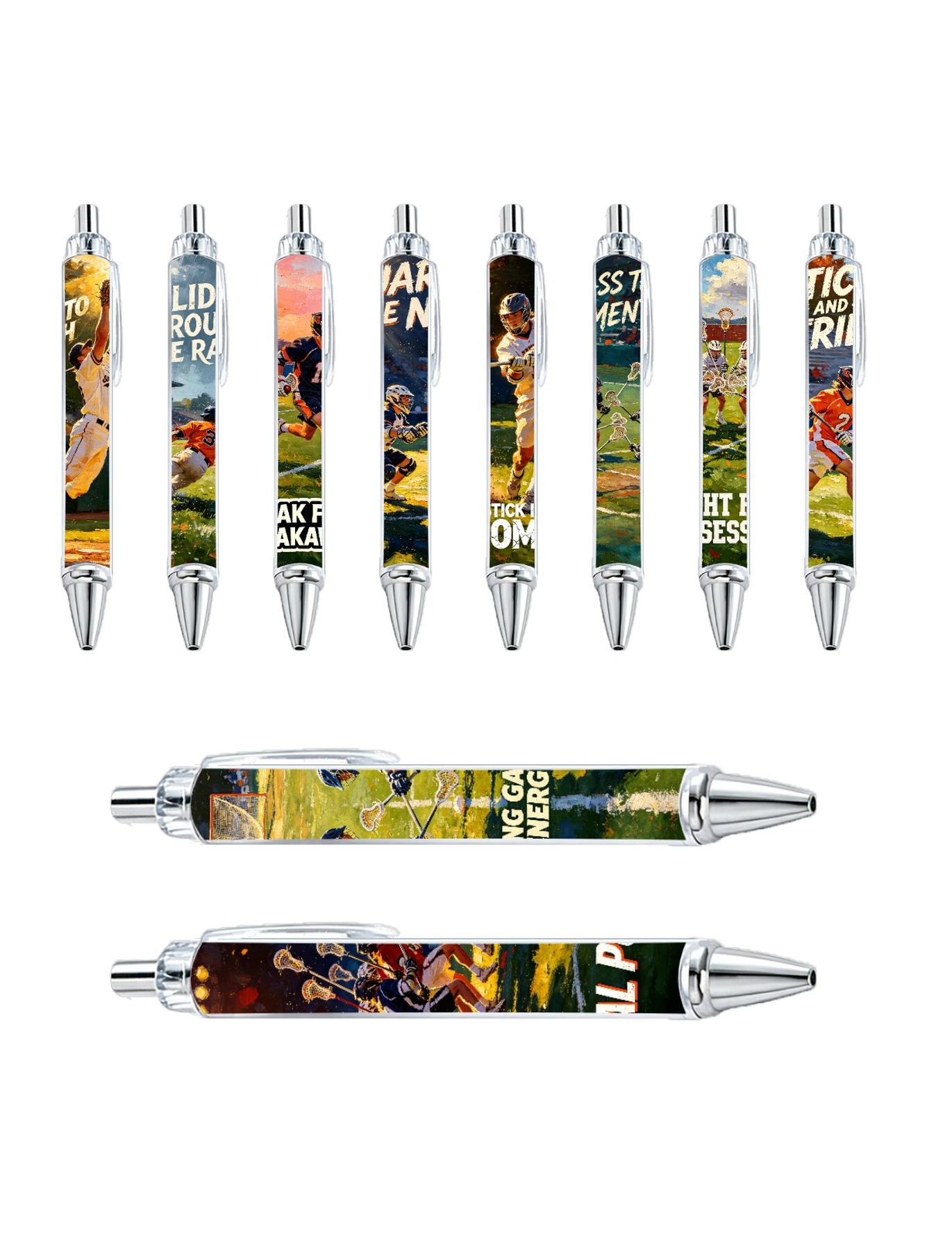 Dynamic Lacrosse Player Art Ballpoint Pens - 10-Pack