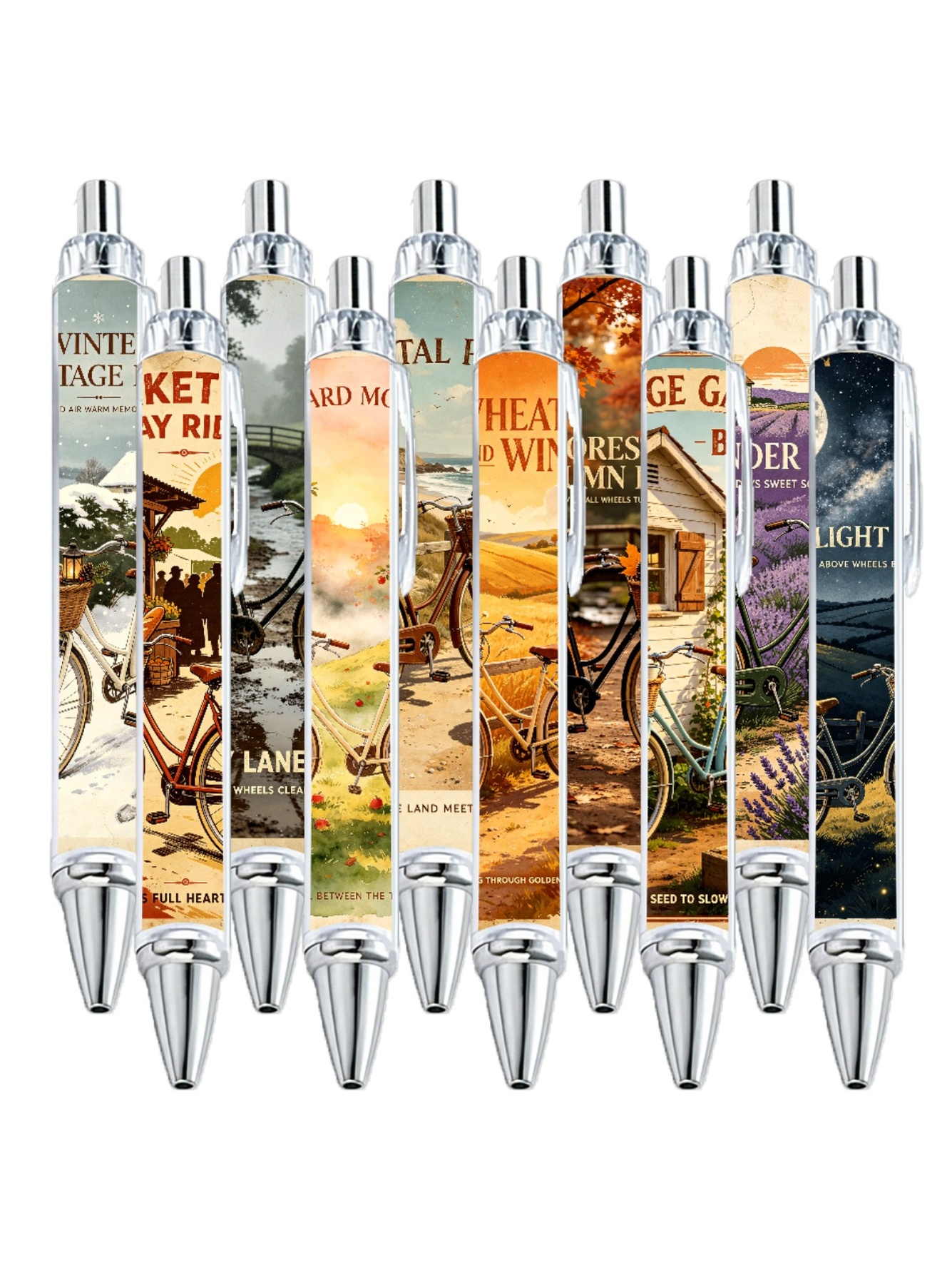 Country Bicycle Gel Pens, Black Ink - 10-Pack