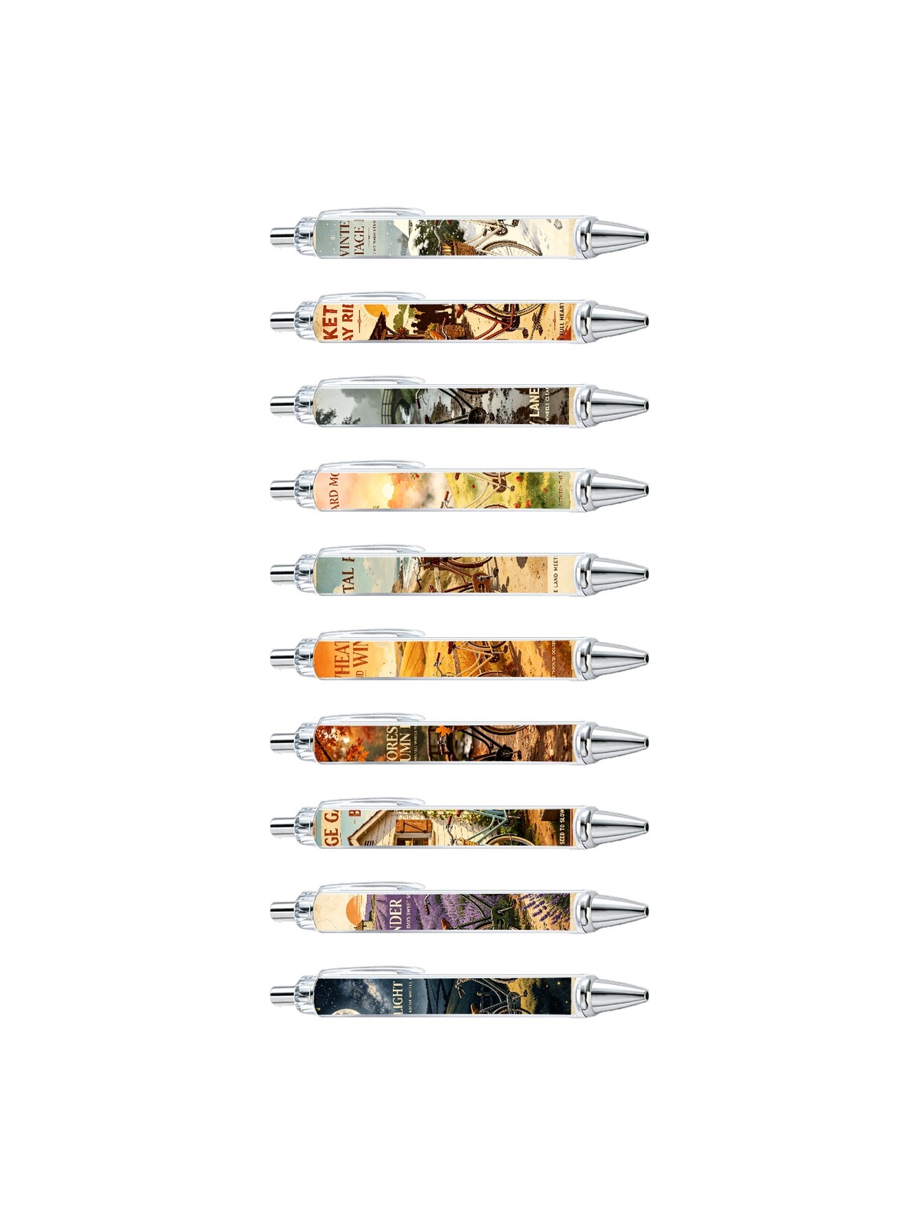 Country Bicycle Gel Pens, Black Ink - 10-Pack
