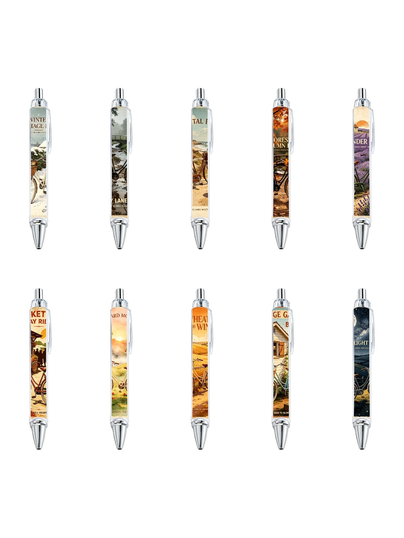Country Bicycle Gel Pens, Black Ink - 10-Pack