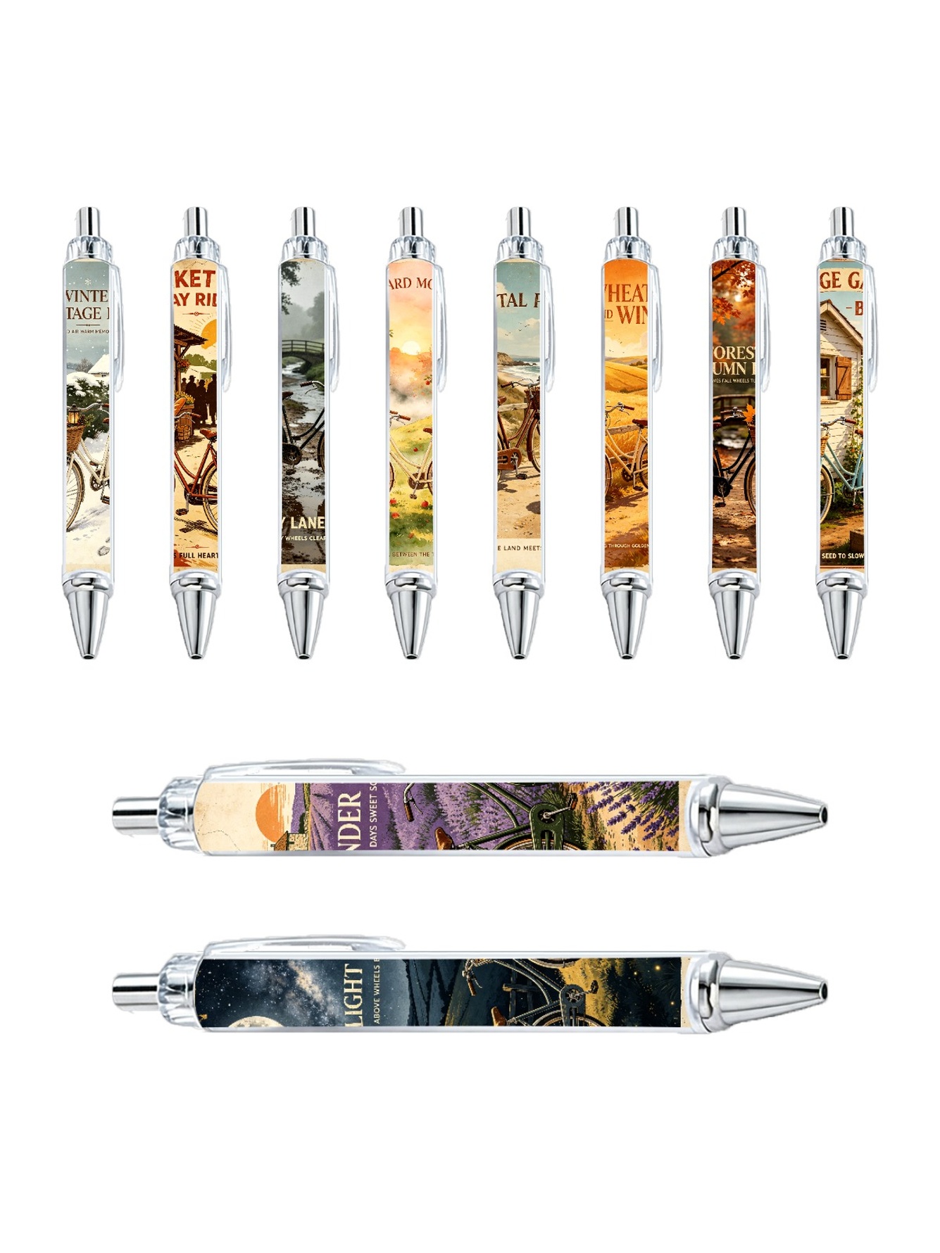 Country Bicycle Gel Pens, Black Ink - 10-Pack