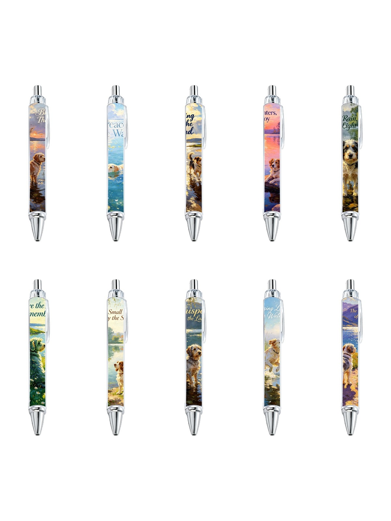 Lake Hound Ballpoint Pens, Water Quiet Print - 10-Pack