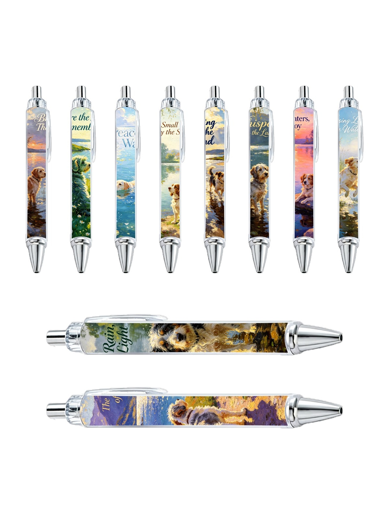 Lake Hound Ballpoint Pens, Water Quiet Print - 10-Pack