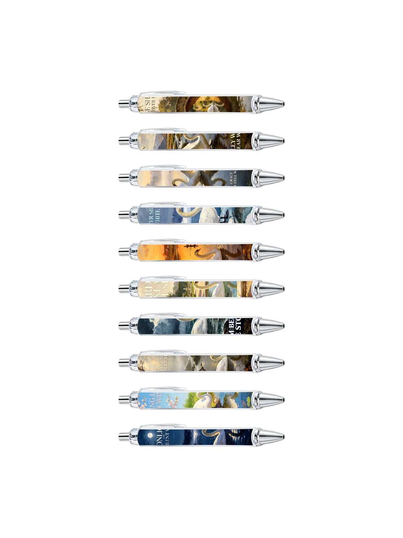 Swan Gel Pens, White Swan Lake, Black Ink - 10-Pack
