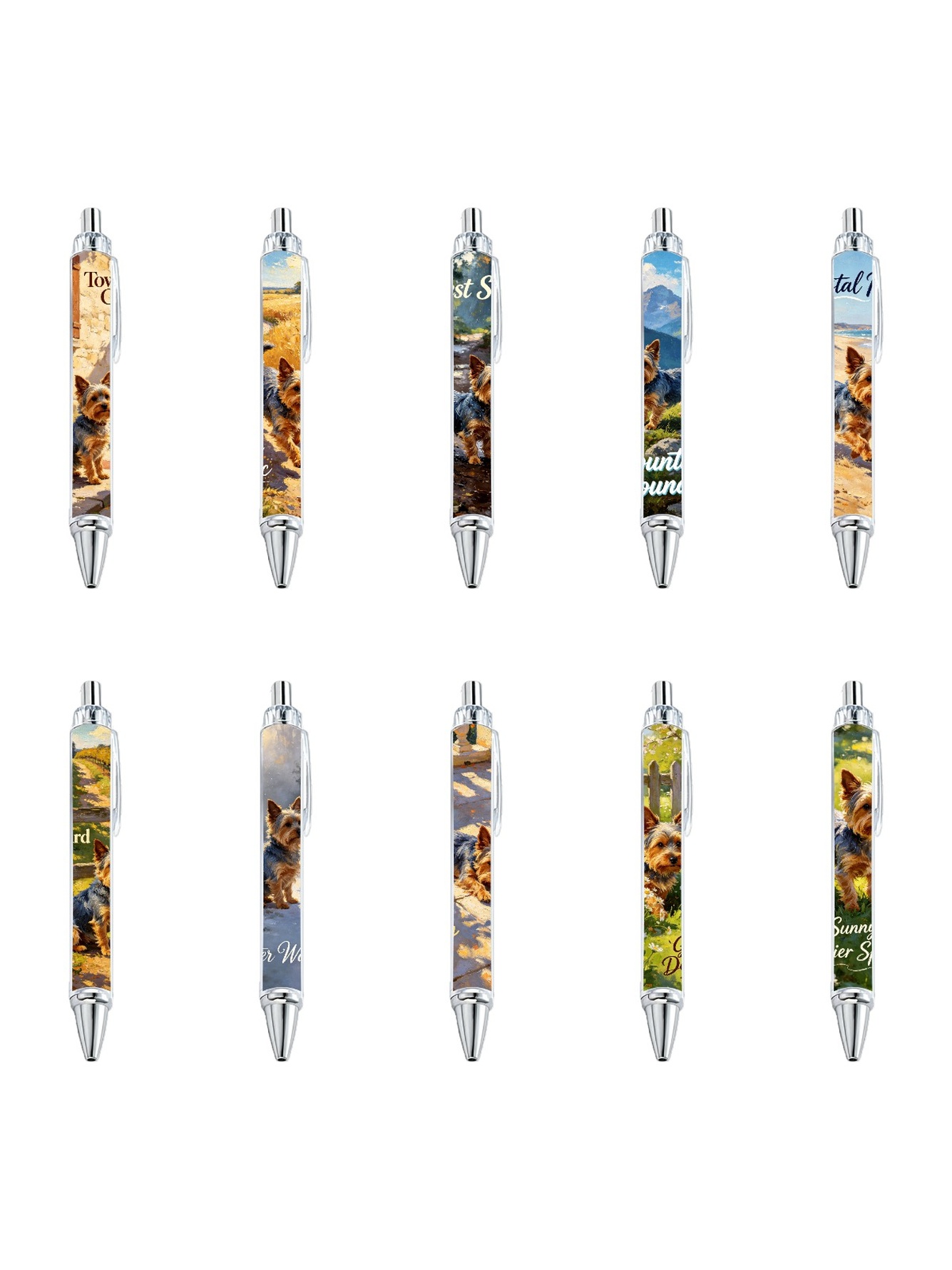 Yorkie Ballpoint Pens, Sunny Day Dog Print - 10-Pack