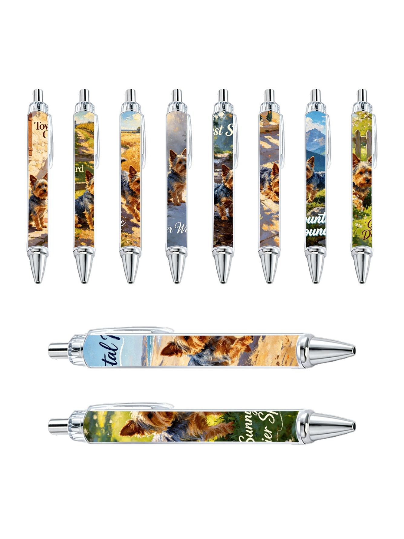 Yorkie Ballpoint Pens, Sunny Day Dog Print - 10-Pack